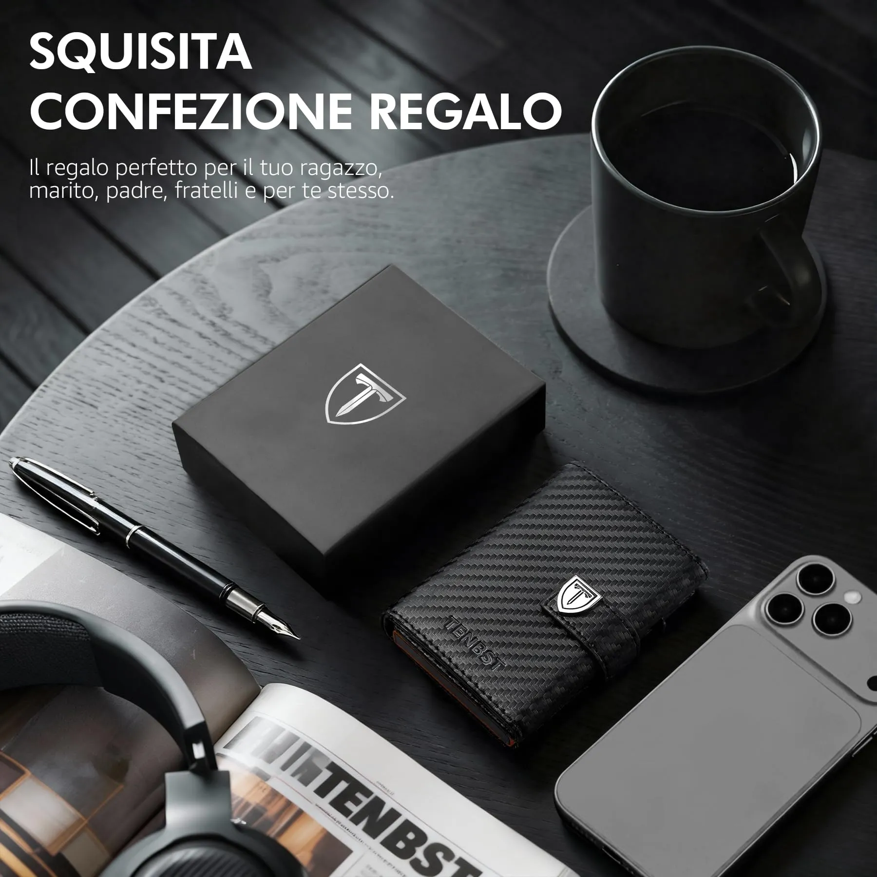 TENBST Portafoglio Uomo con Tasca Portamonete e RFID - immagine 7