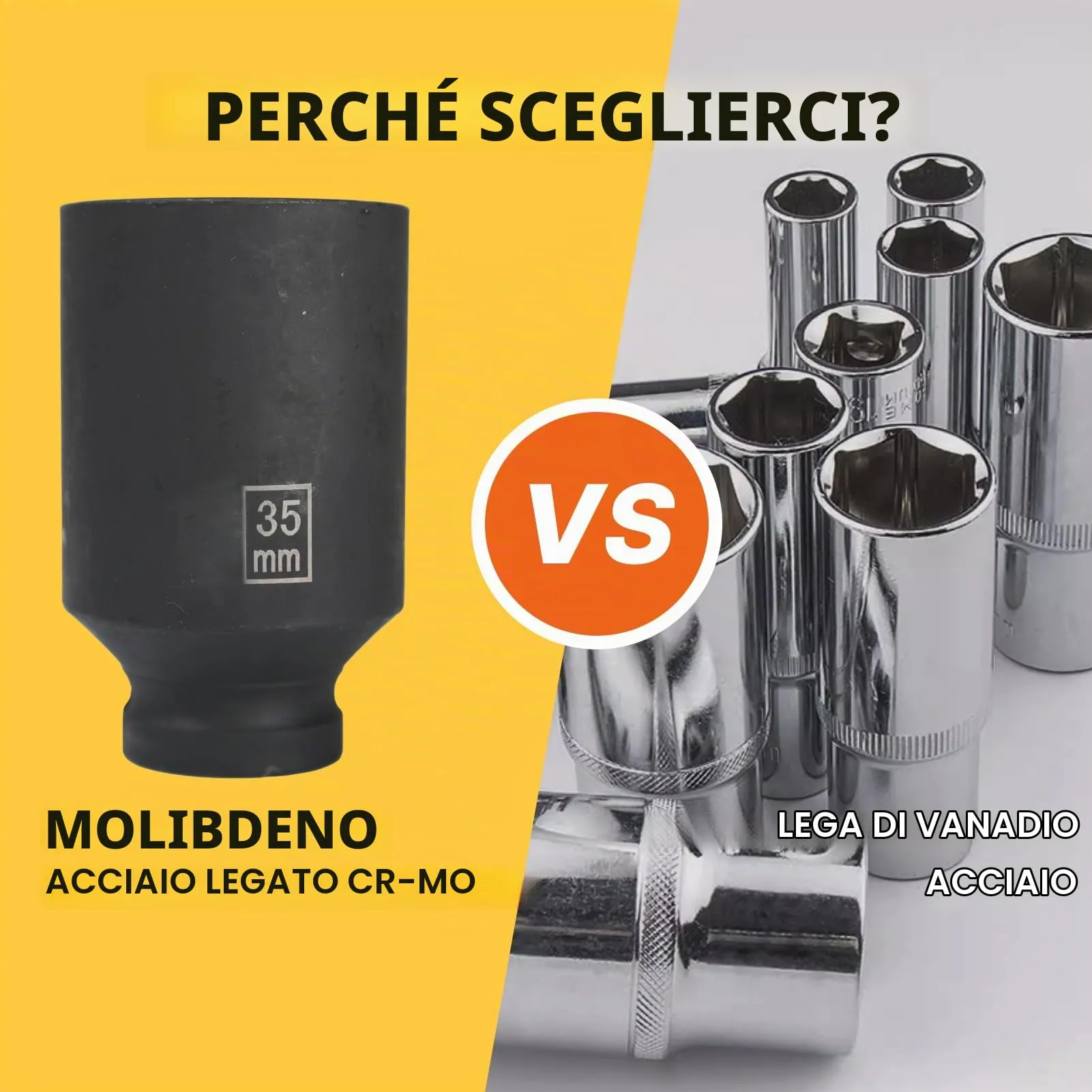 Flewdart Bussola Lunga Esagonale 1/2" 35mm, Lunghezza 78mm, Acciaio al Cromo Molibdeno CR-MO - immagine 3