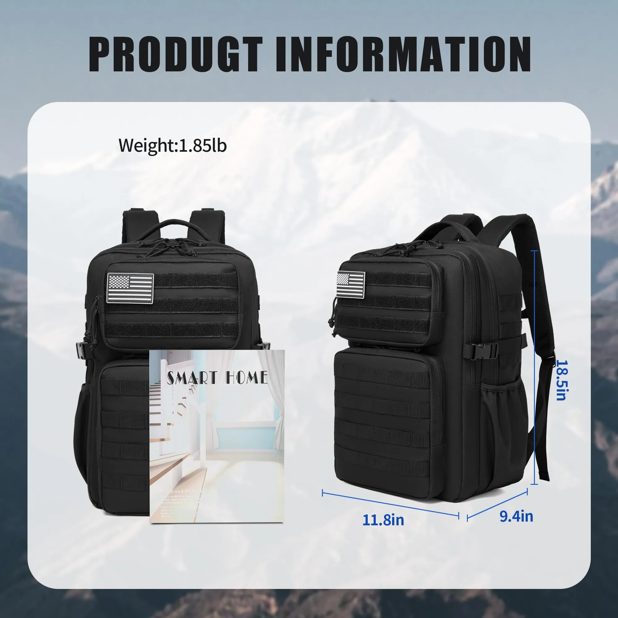 Wotony Zaino Tattico Militare Impermeabile 35L con Sistema Molle e Porta Bottiglie - immagine 4