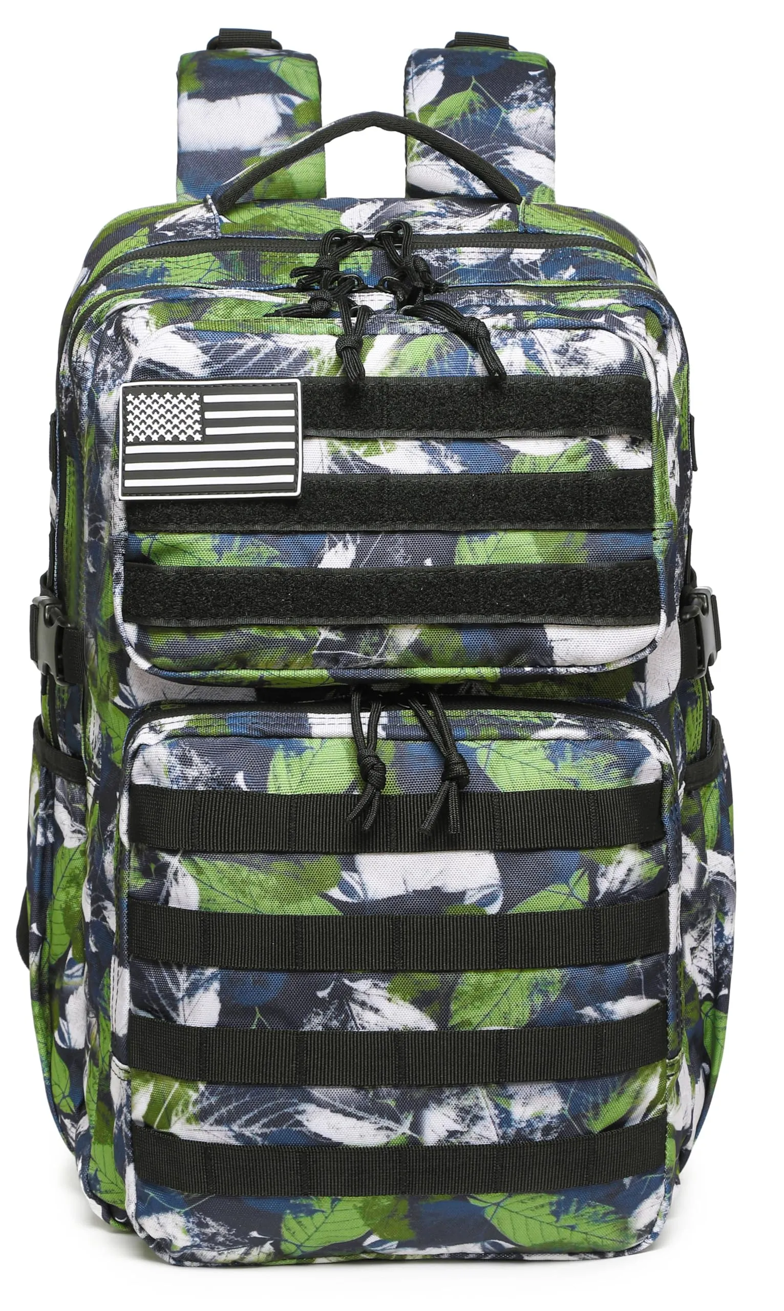Wotony Zaino Tattico Militare Impermeabile 3 Giorni Assault Pack Molle 35L - Foglie verdi - immagine 2