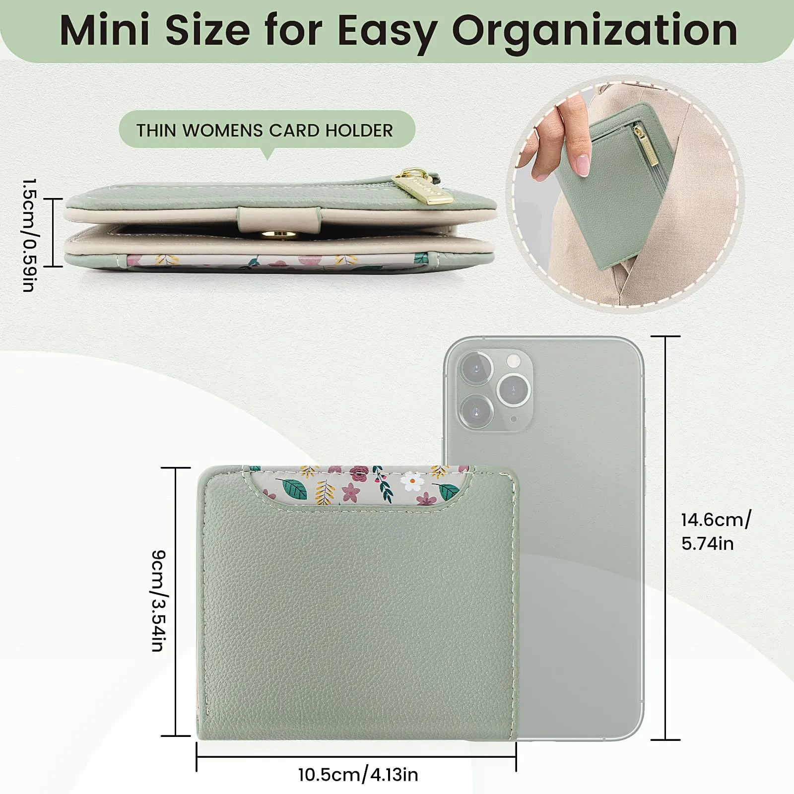 Pomelo Best Portafoglio da Donna Piccolo in Pelle PU con Blocco RFID, Verde Menta - immagine 4