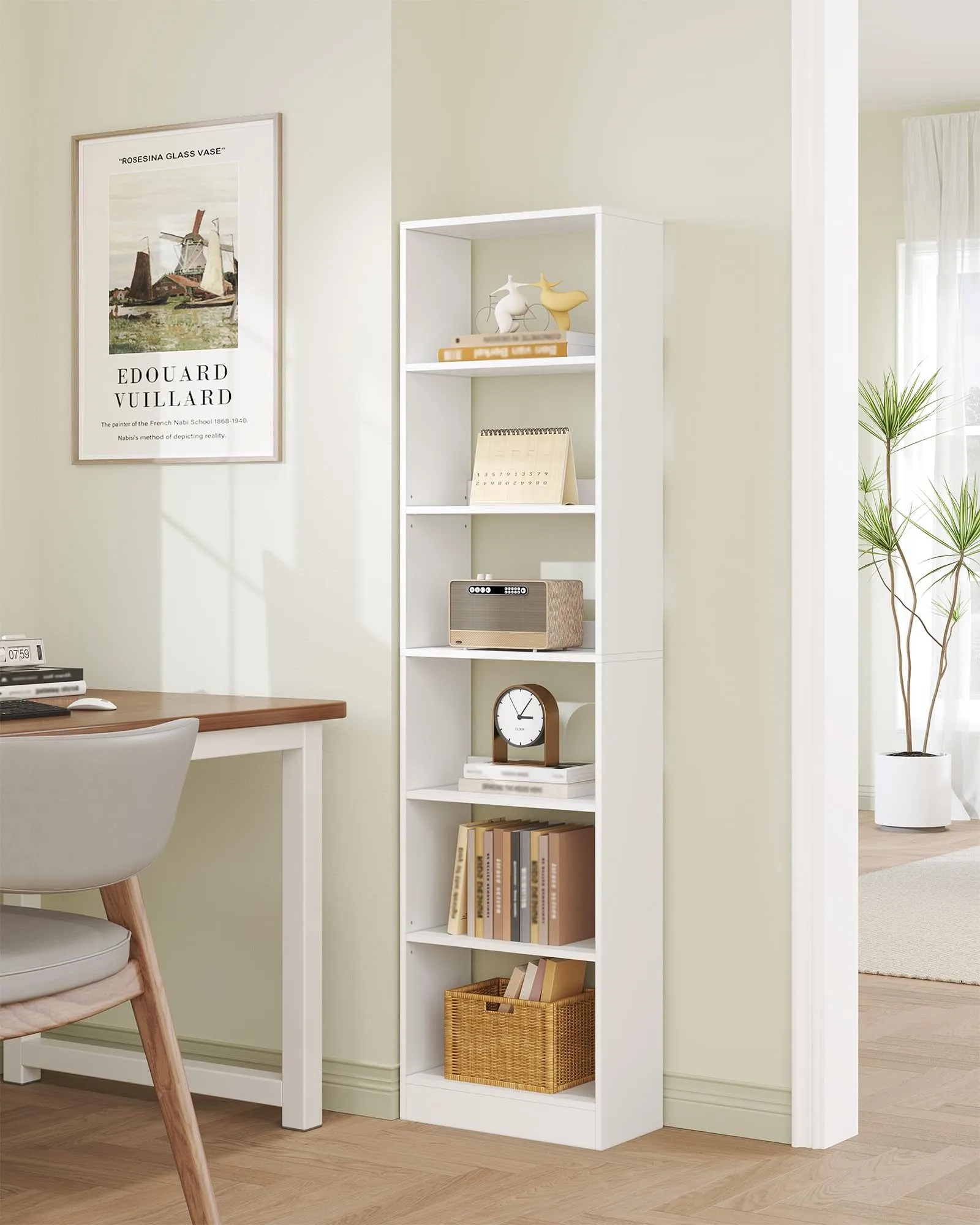Hzuaneri Libreria a 6 Ripiani, 24 x 50 x 184,4 cm, Bianco - immagine 3