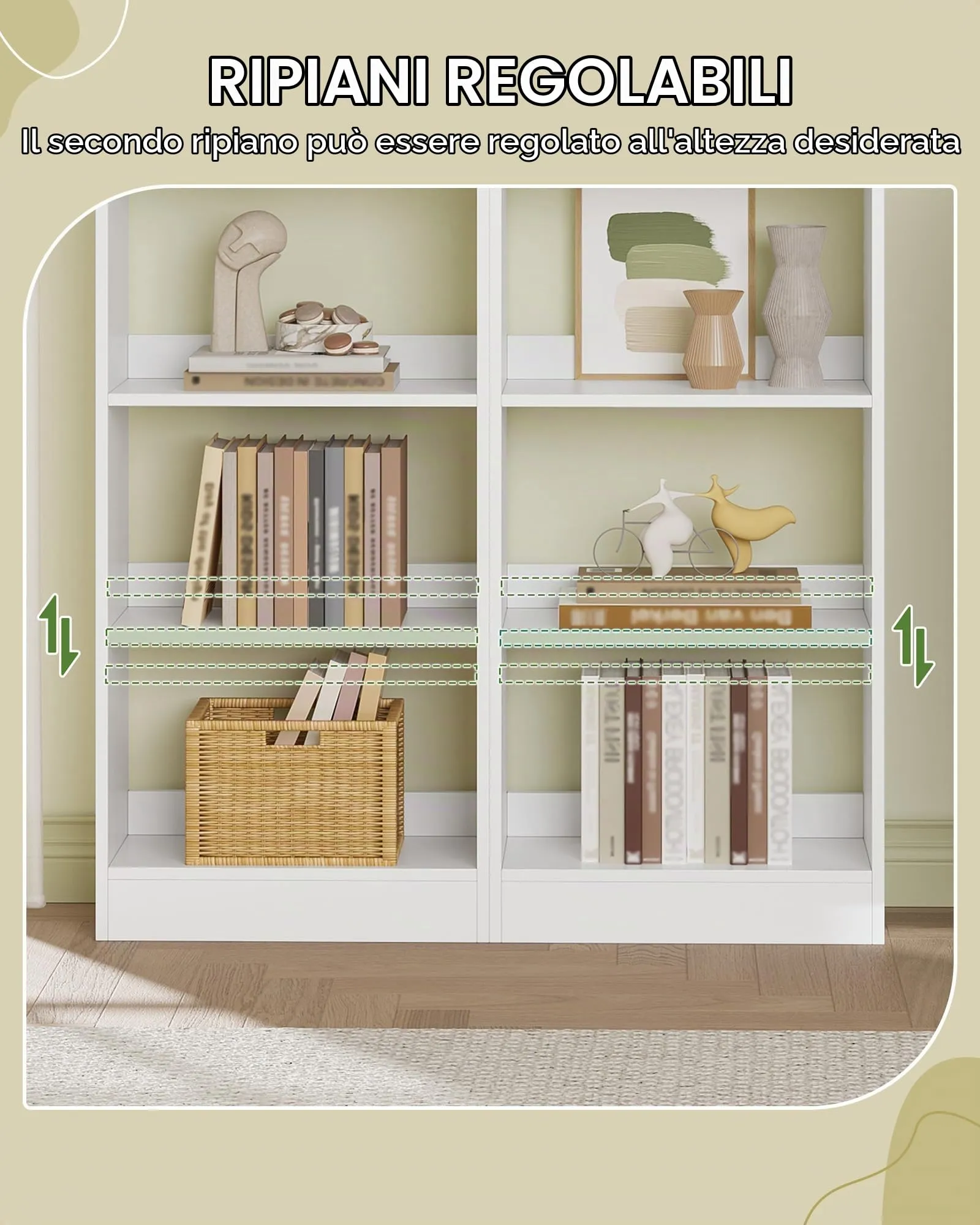 Hzuaneri Libreria a 6 Ripiani, 24 x 50 x 184,4 cm, Bianco - immagine 5