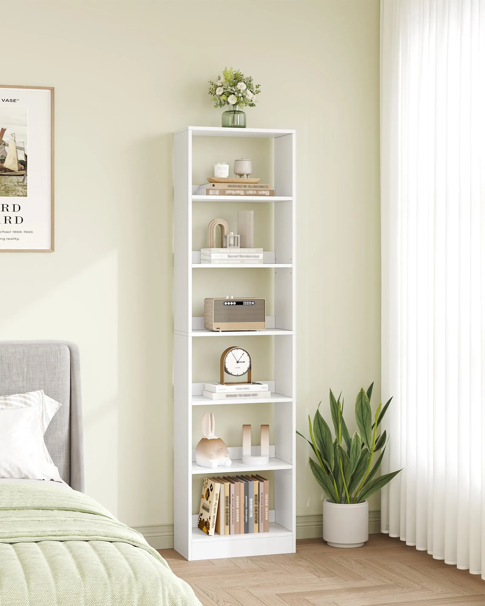 Hzuaneri Libreria a 6 Ripiani, 24 x 50 x 184,4 cm, Bianco - immagine 7