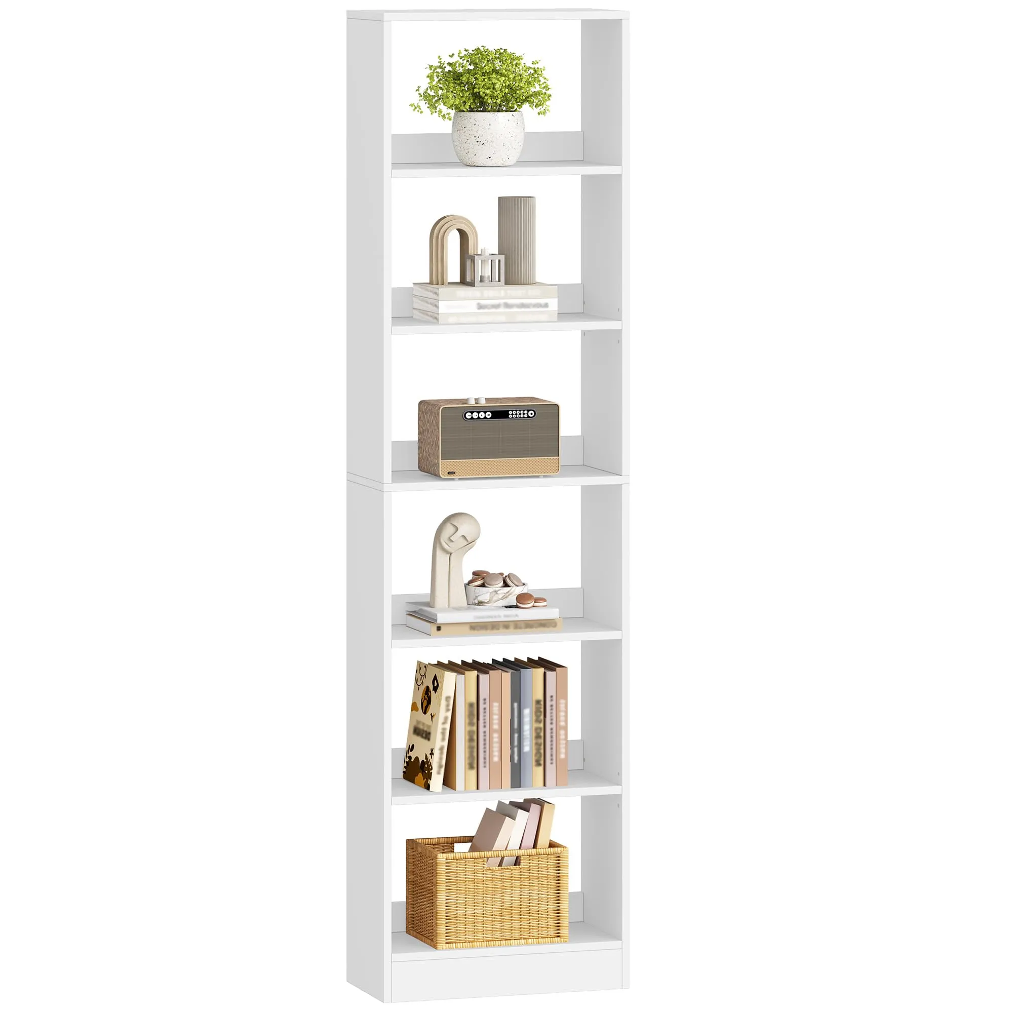 Hzuaneri Libreria a 6 Ripiani, 24 x 50 x 184,4 cm, Bianco - immagine 8