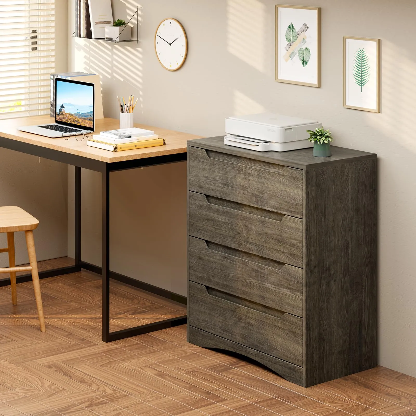 Bealife Cassettiera 4 Cassetti, 82x41x71 cm, Grigio Scuro - immagine 8