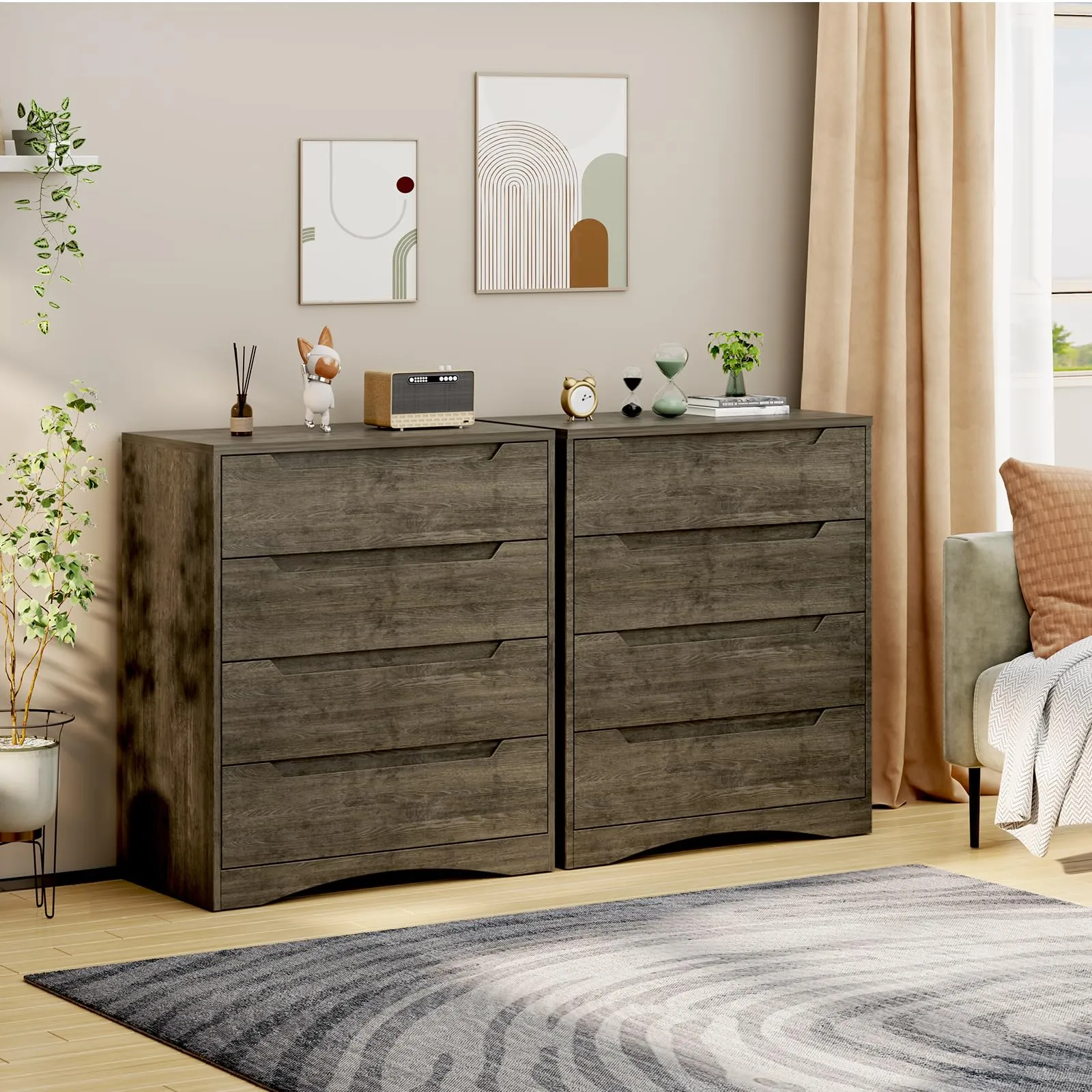 Bealife Cassettiera 4 Cassetti, 82x41x71 cm, Grigio Scuro - immagine 9
