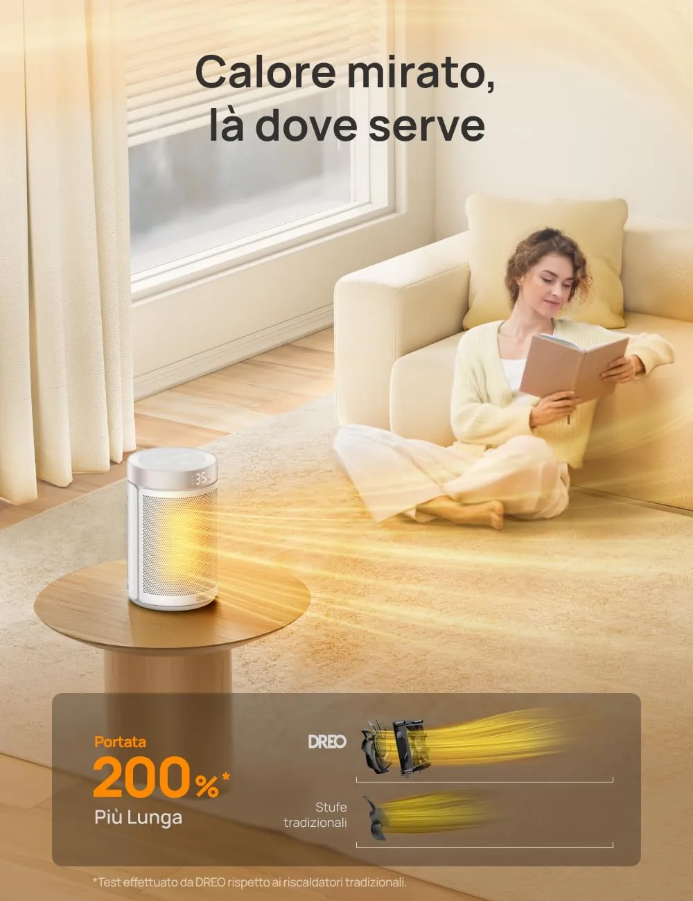 Dreo Atom 316 Termoventilatore Ceramico 1500W, 34 dB Silenzioso con Termostato, Timer 12H, Argento - immagine 4