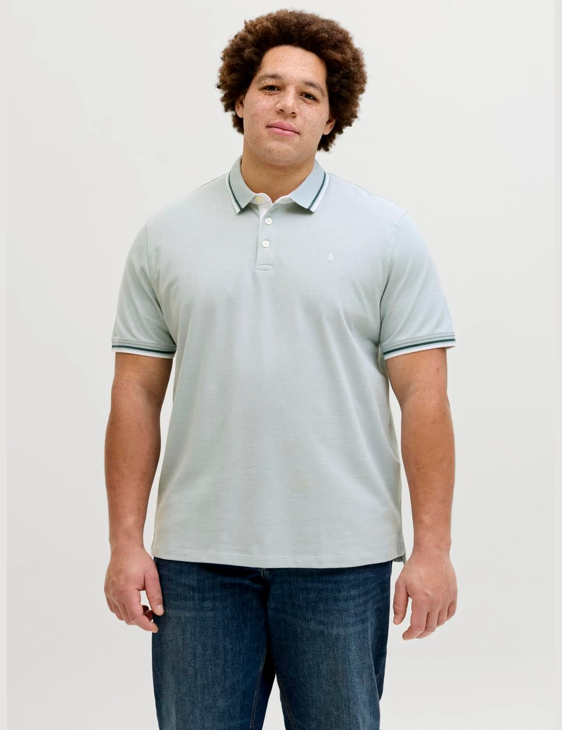 Jack & Jones Plus Size Camicia Polo Turchese 8XL - immagine 2