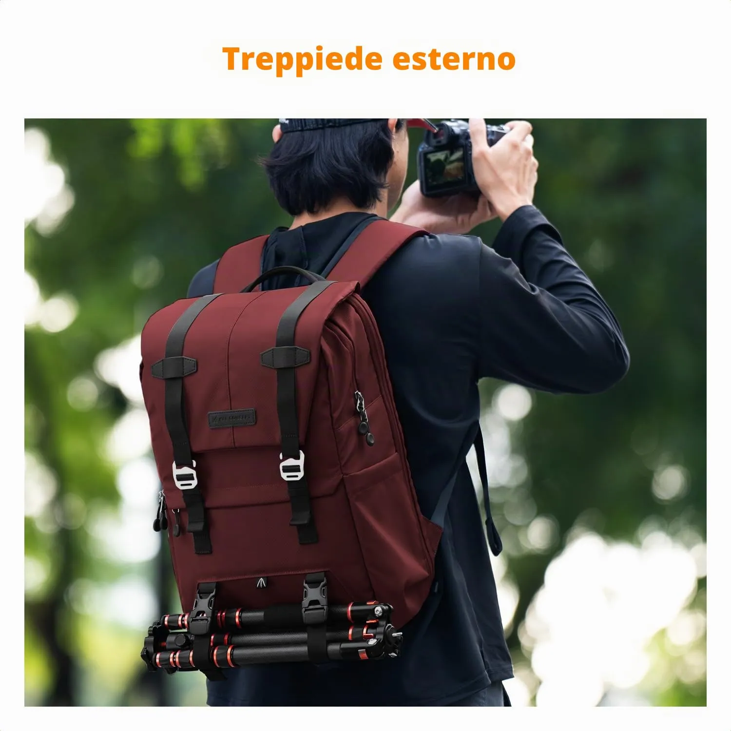 K&F Concept Zaino Fotografico Professionale Impermeabile Antifurto 20L Bordeaux KF13.087AV13 - immagine 2
