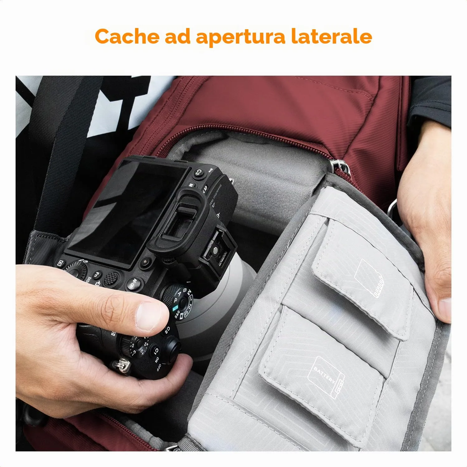 K&F Concept Zaino Fotografico Professionale Impermeabile Antifurto 20L Bordeaux KF13.087AV13 - immagine 3