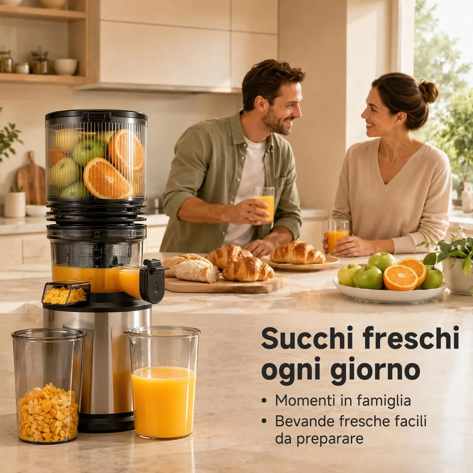 AMZCHEF Estrattore di Succo a Freddo con Bocca XXL 158 mm, 45 dB, Argento Lucido - immagine 7