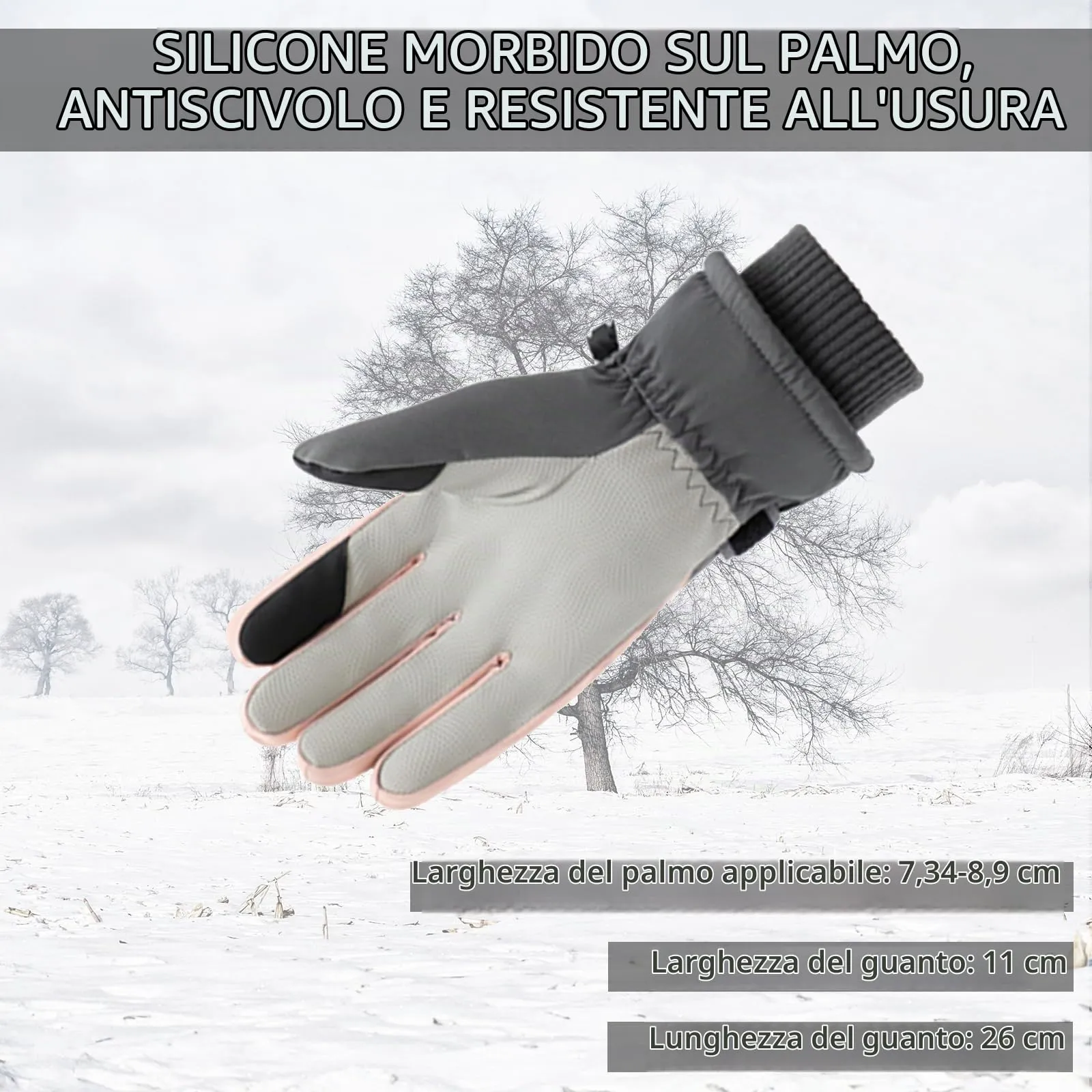 Andiker Guanti da Sci per Donna, Impermeabili con Touchscreen e Antiscivolo, Grigio, Taglia Unica - immagine 6