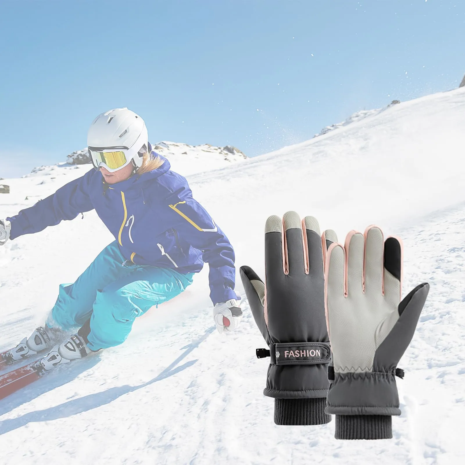 Andiker Guanti da Sci per Donna, Impermeabili con Touchscreen e Antiscivolo, Grigio, Taglia Unica - immagine 7
