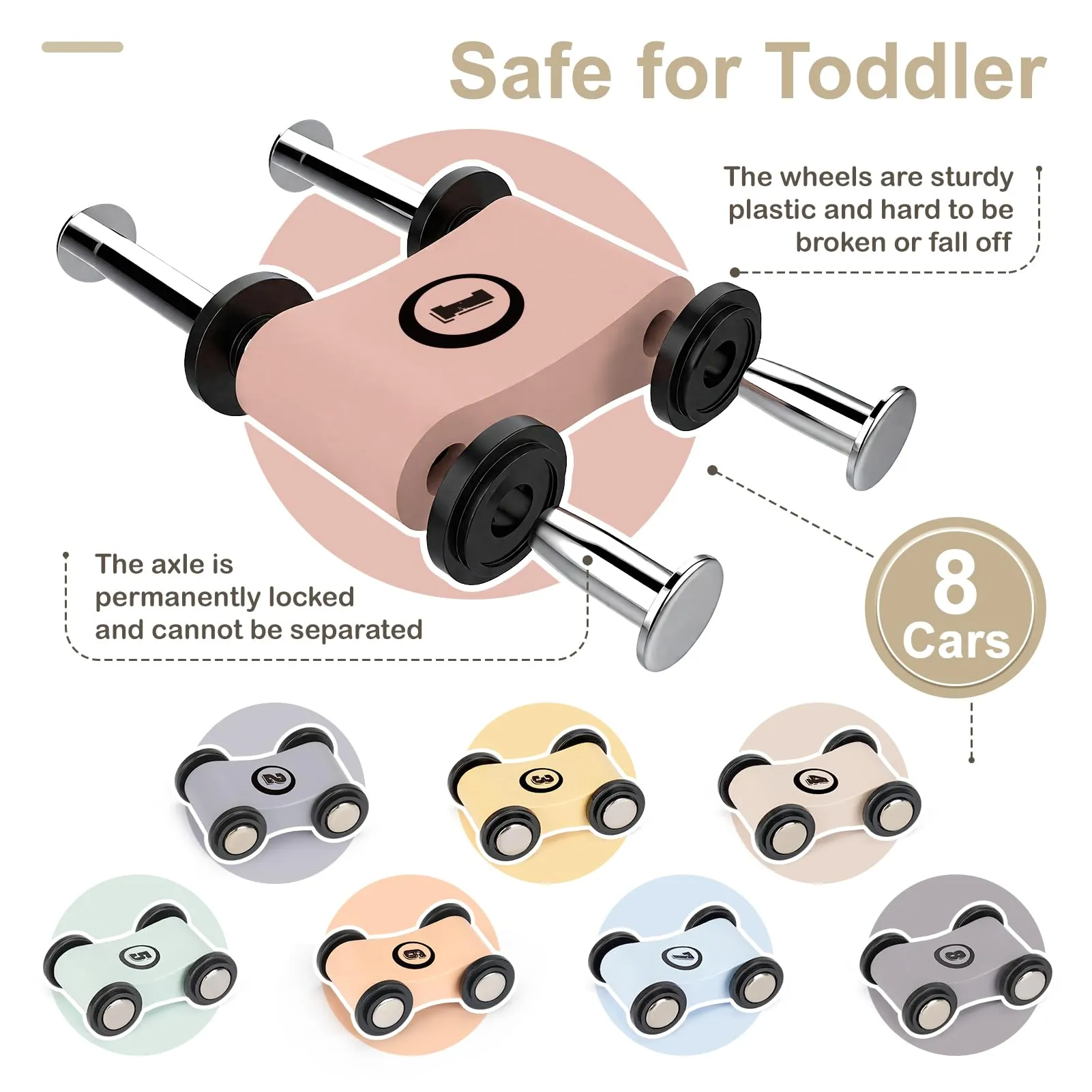 Joyreal Piste Macchinine Montessori in Legno con 8 Mini Auto e Garage per Bambini 1-2 Anni - immagine 4