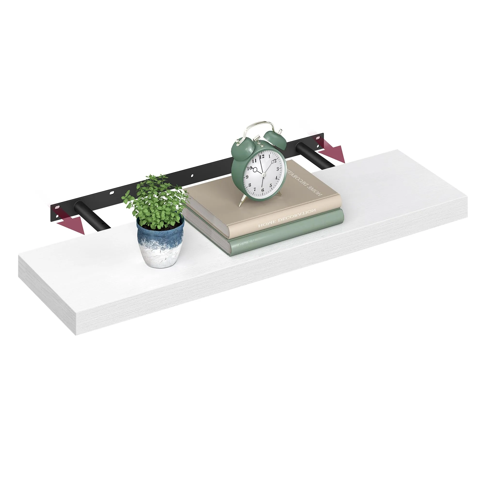 VASAGLE Mensola da Muro, Staffa a Scomparsa, 80 x 20 x 3,8 cm, Bianco - immagine 1