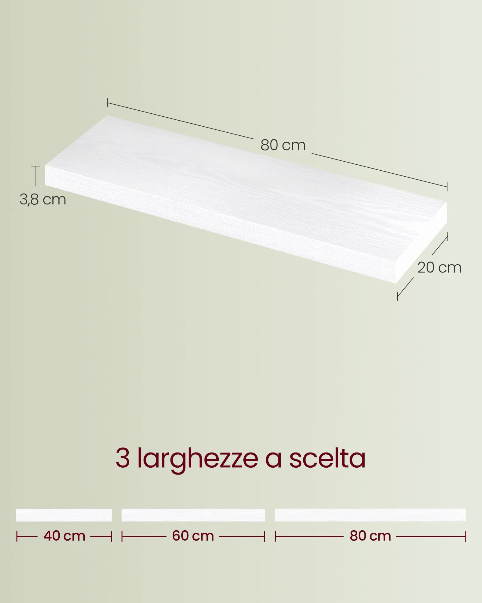 VASAGLE Mensola da Muro, Staffa a Scomparsa, 80 x 20 x 3,8 cm, Bianco - immagine 5