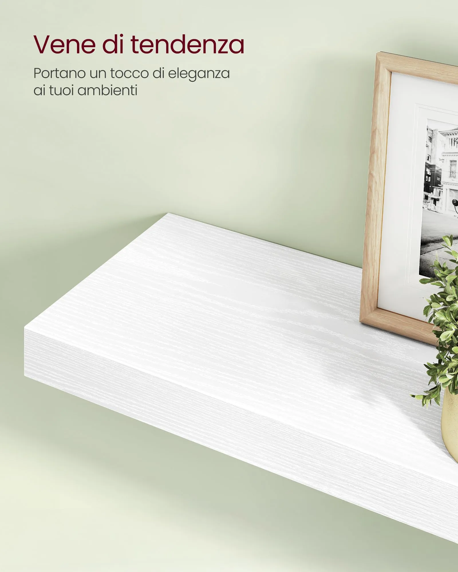 VASAGLE Mensola da Muro, Staffa a Scomparsa, 80 x 20 x 3,8 cm, Bianco - immagine 7