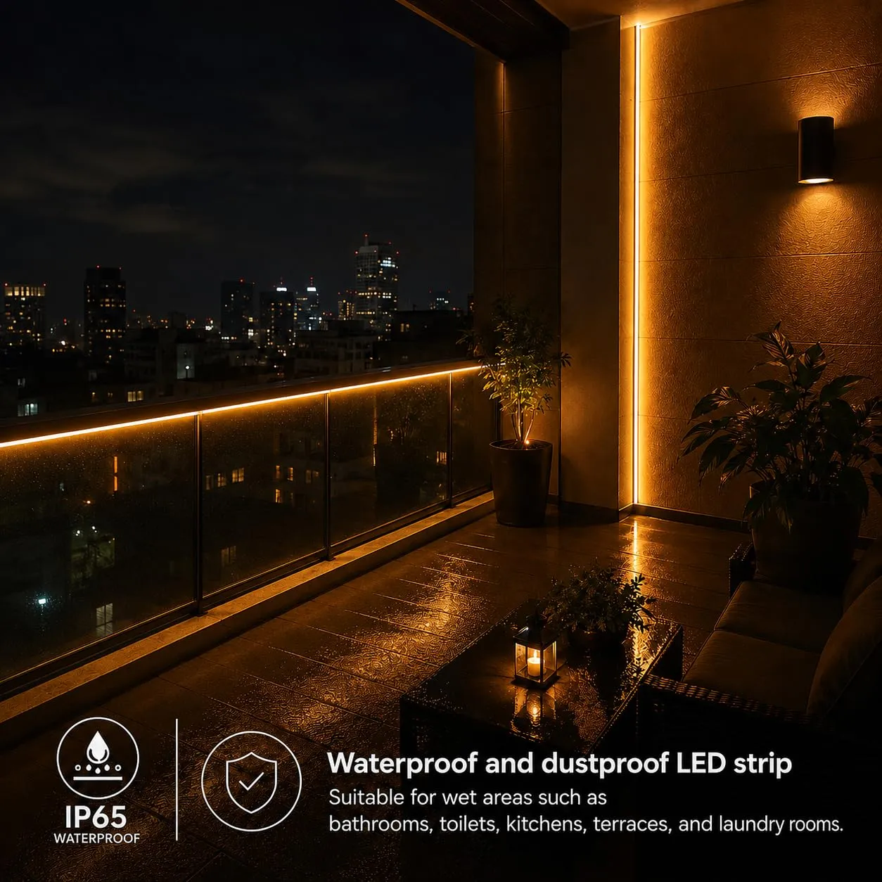 JANDEI Striscia LED 220V 12W/m 600 LED 5500 Lm, IP65, 10mm, Bobina 5 M (Luce Calda 3000k) - immagine 5