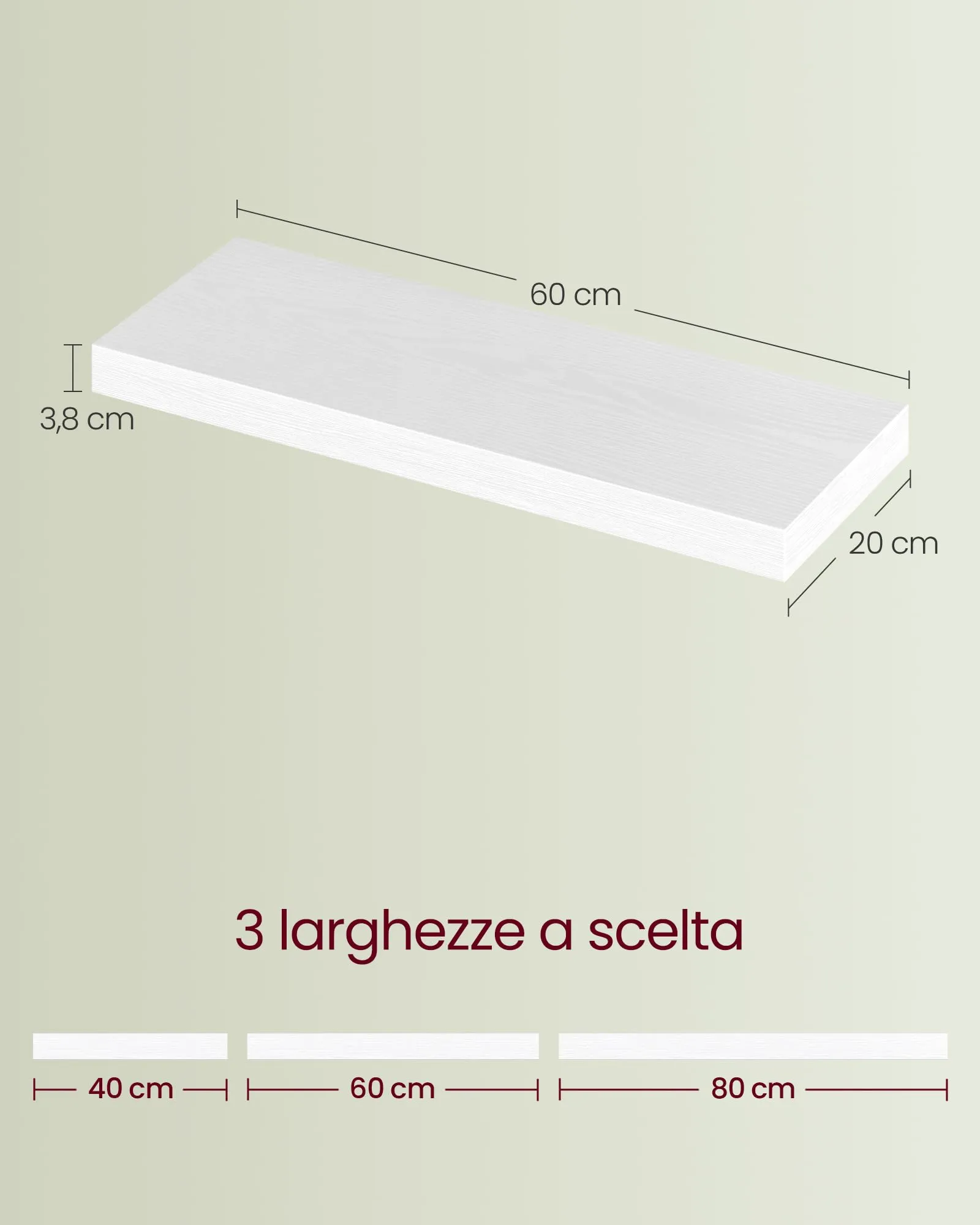 VASAGLE Mensola da Muro con Staffa a Scomparsa, 60 x 20 x 3,8 cm - immagine 5