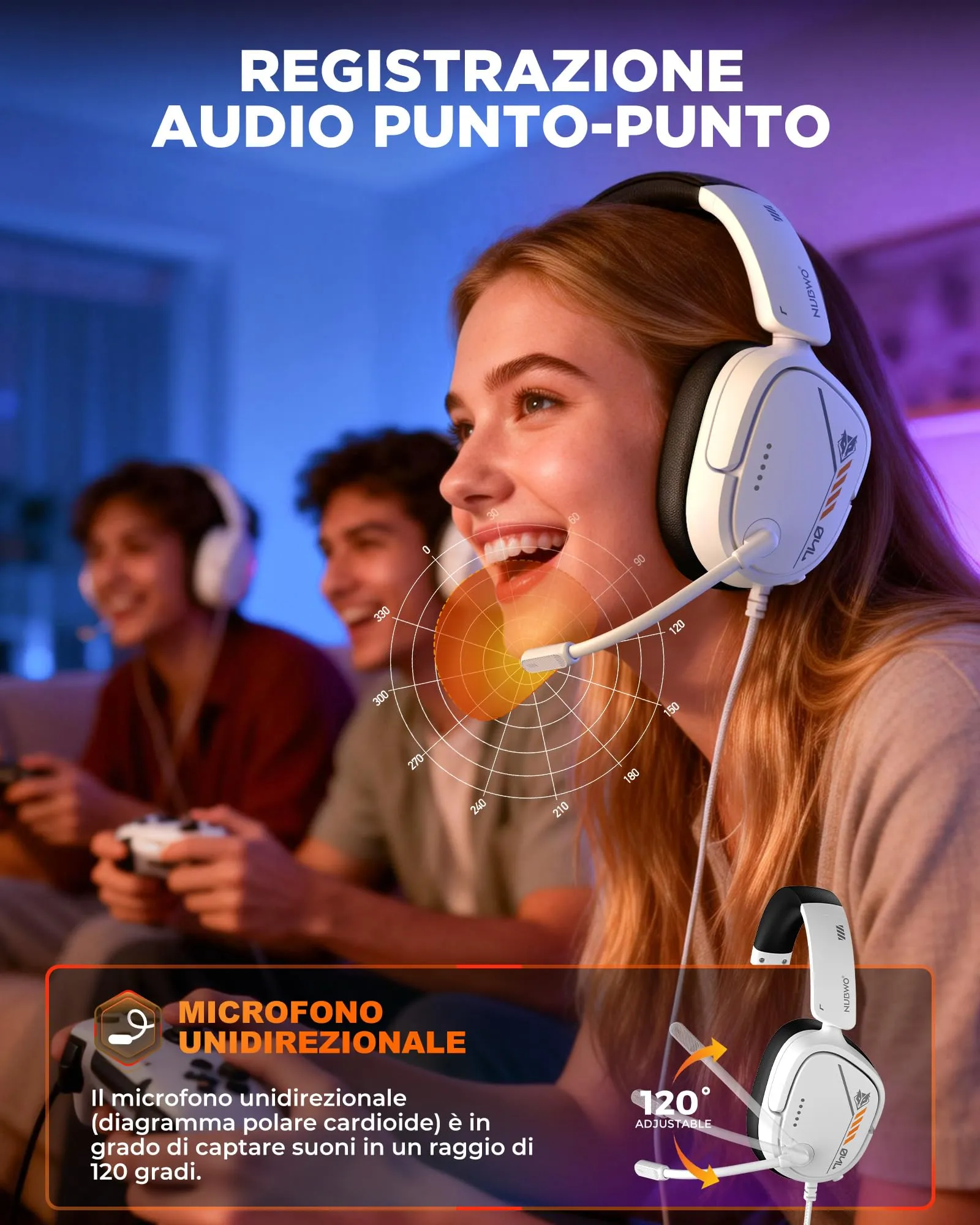 NUBWO HG04L Cuffie Gaming per PS5, PS4, Xbox Series X|S, Xbox One, Switch - immagine 3
