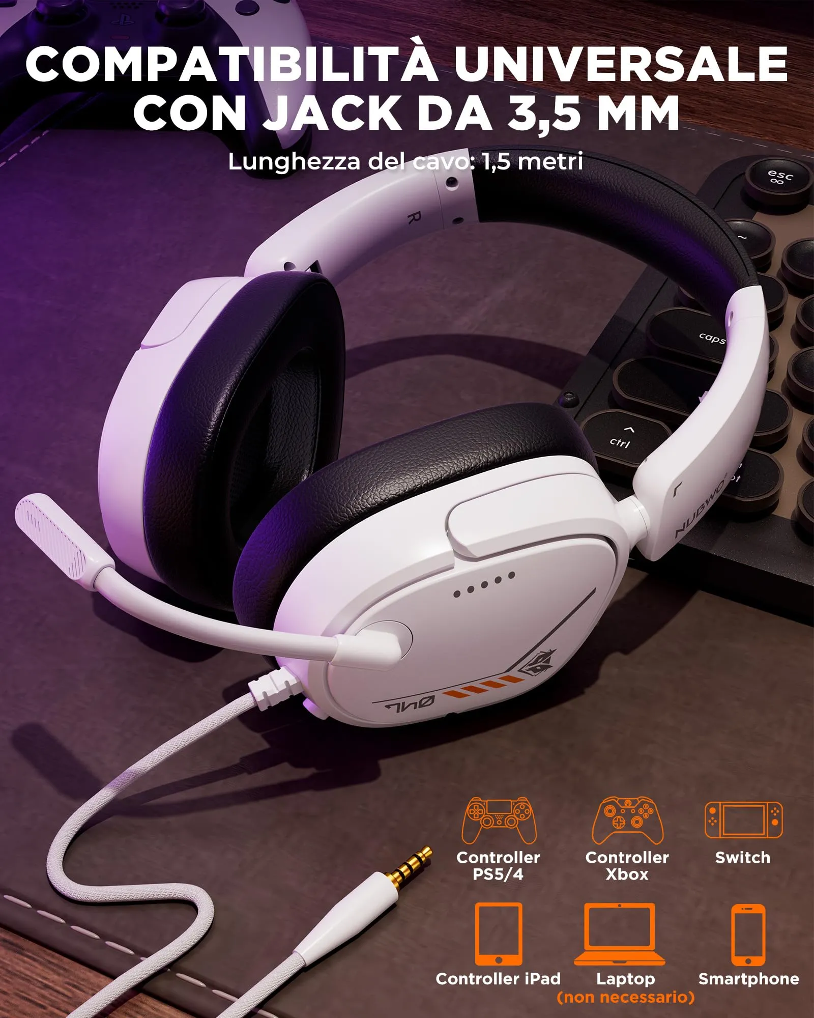NUBWO HG04L Cuffie Gaming per PS5, PS4, Xbox Series X|S, Xbox One, Switch - immagine 6