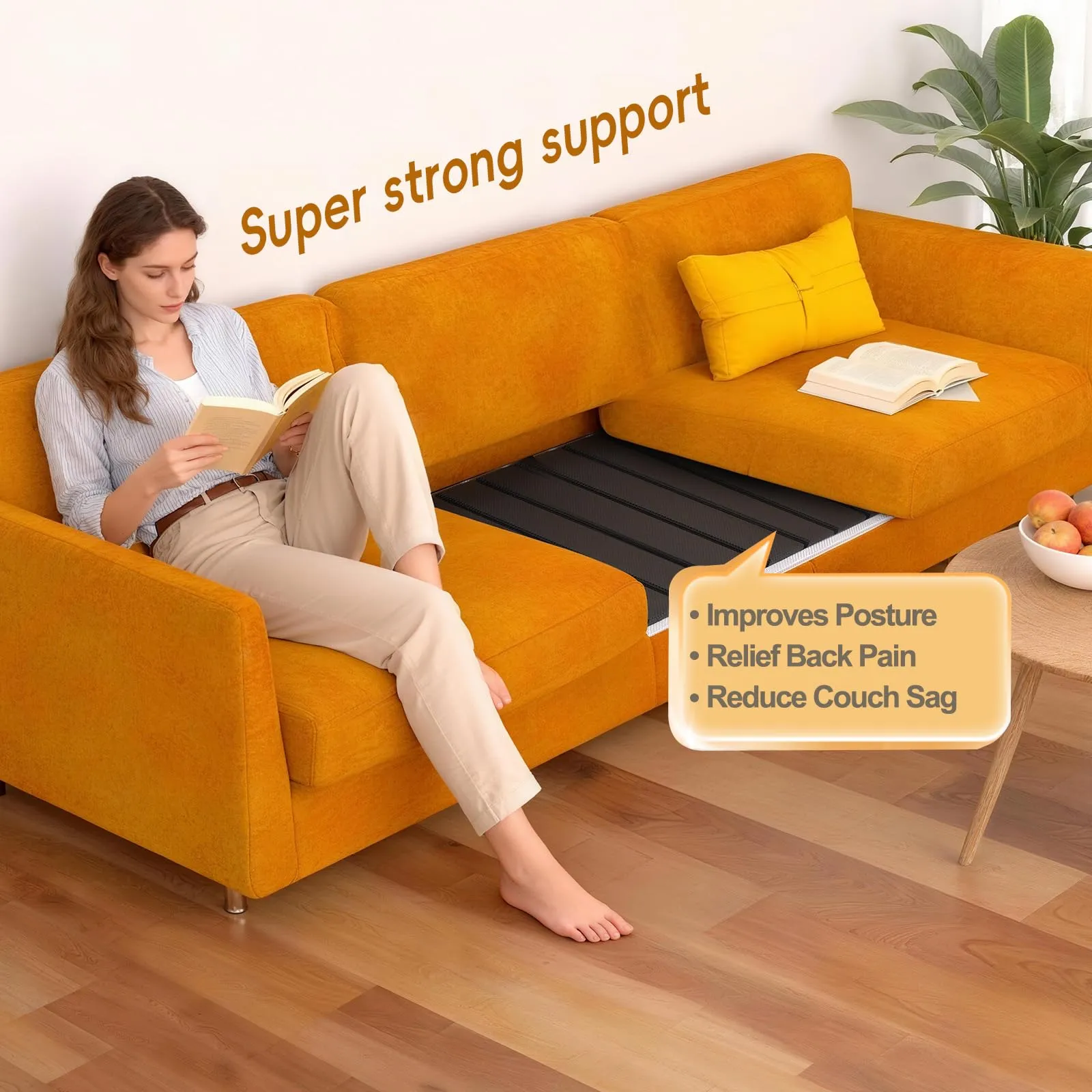 VERONLY Tavole di supporto per divano in legno, 60 x 205 cm, superficie Oxford, angoli arrotondati - immagine 2