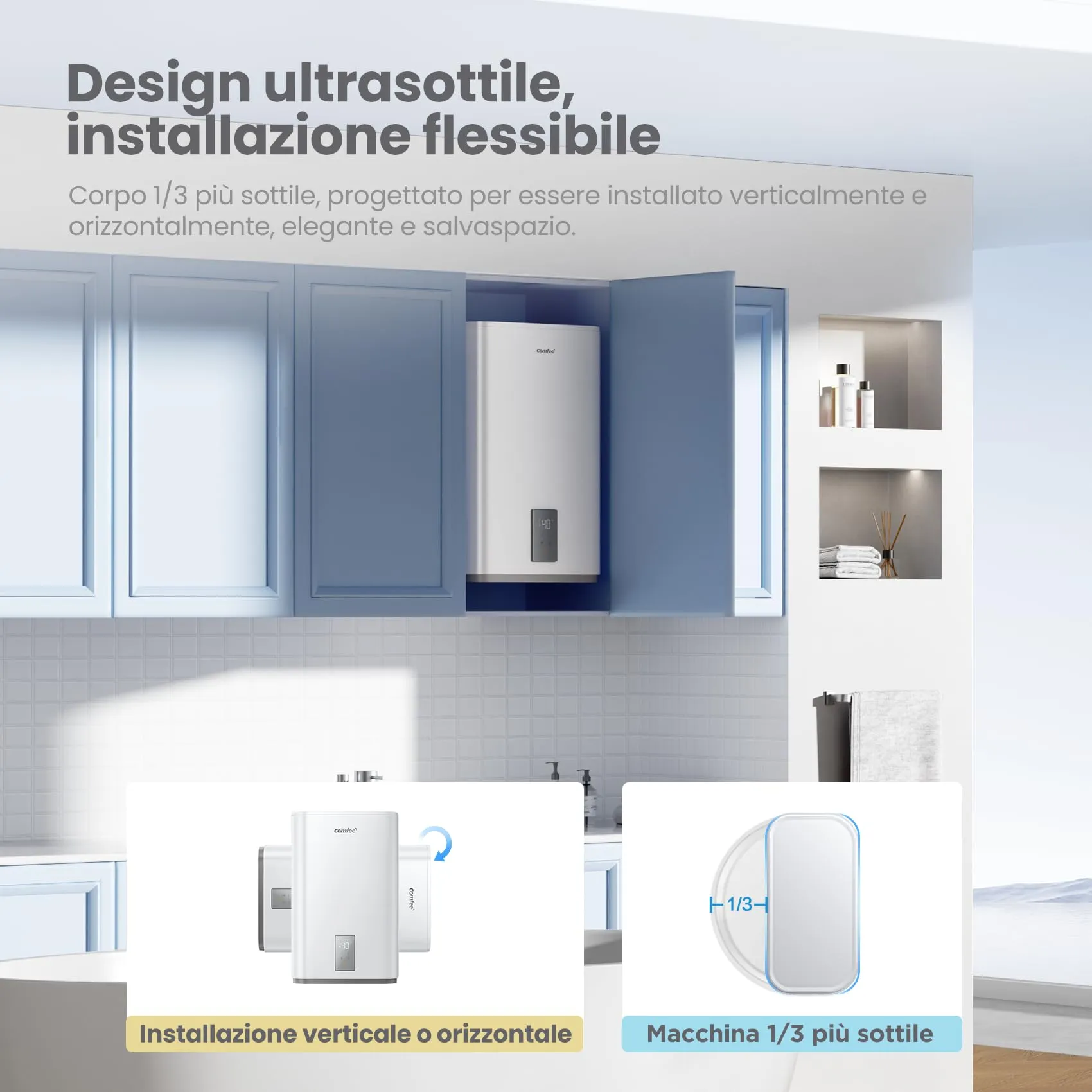 COMFEE Scaldabagno Elettrico 74L Sotto Lavello Doppia Tanica WiFi Bianco CWH15ED1380EUW - immagine 7