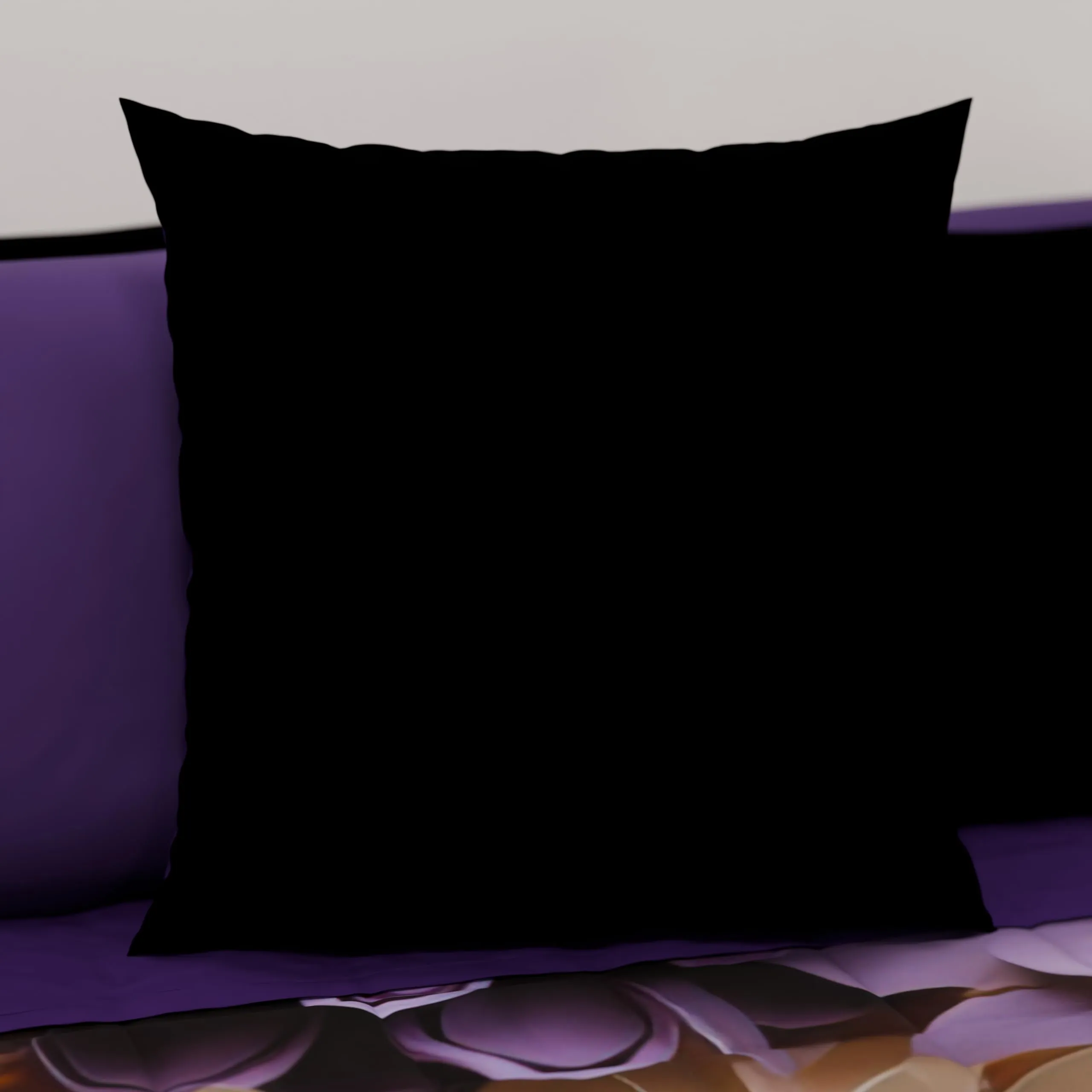 PETTI Artigiani Italiani - Set 2 Federe Cuscino 35x35 cm in Microfibra Double Face, Nero e Viola - immagine 2