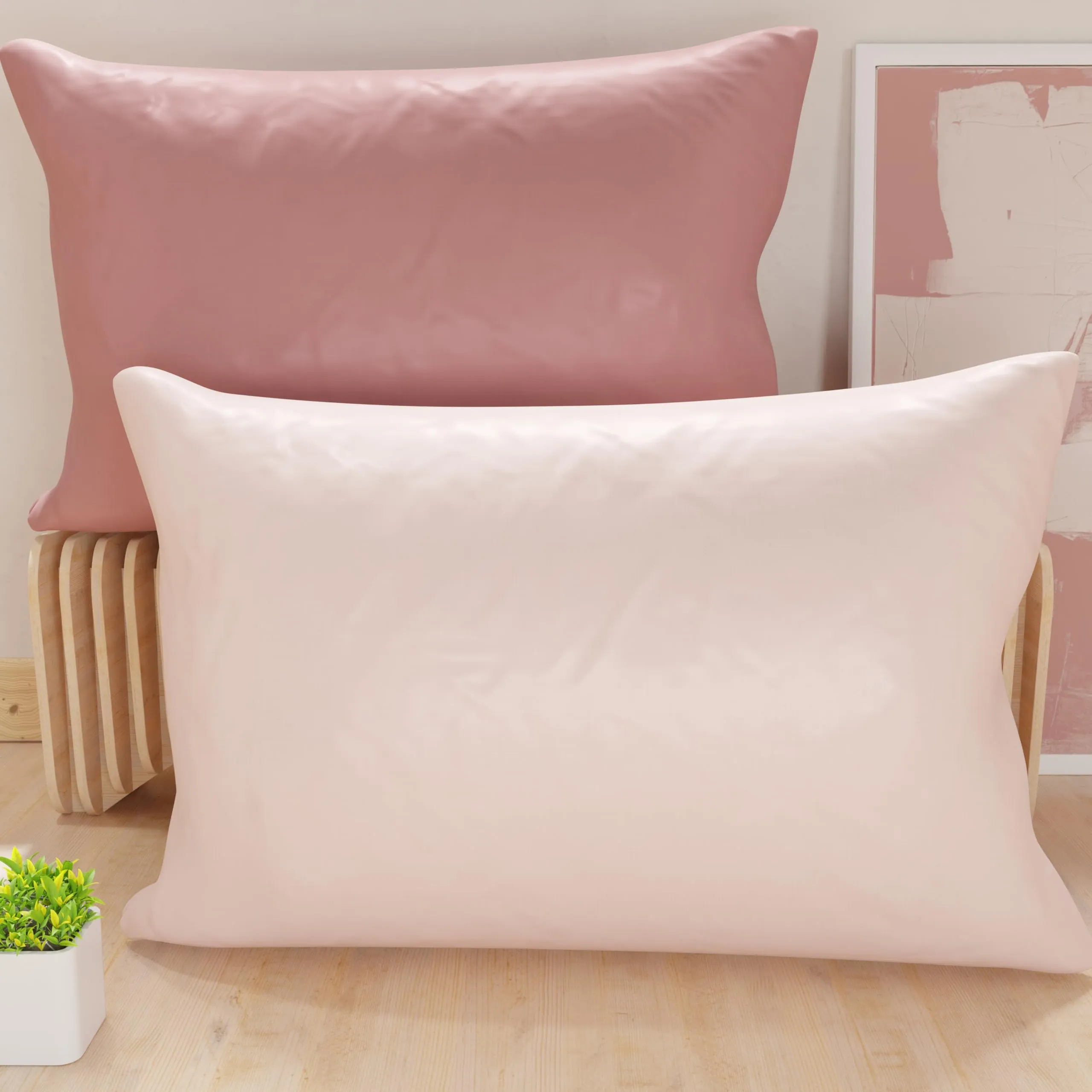 PETTI Artigiani Italiani Coppia di Federe Cuscino 145x40 cm in Microfibra Double Face, Cipria Chiaro e Scuro, Set di 2 - immagine 1