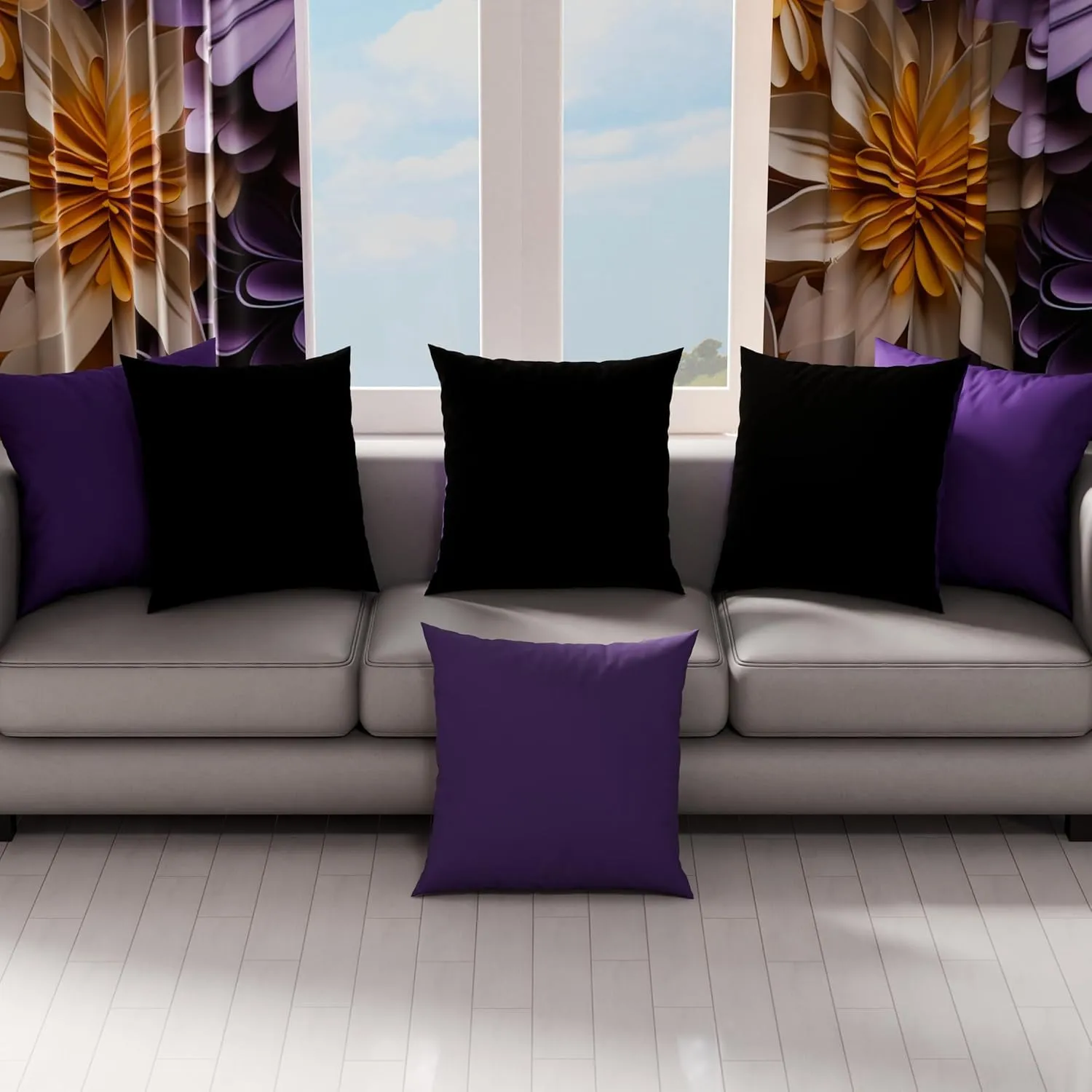 PETTI Artigiani Italiani - Coppia di Federe Cuscino in Microfibra, 30x30 cm, Double Face Nero e Viola, Set di 2 - immagine 3