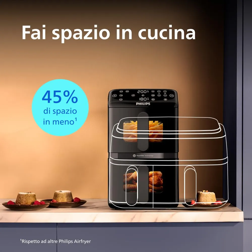 Philips Airfryer 4000 Verticale 10L (5+5L) NA460/00 - immagine 3