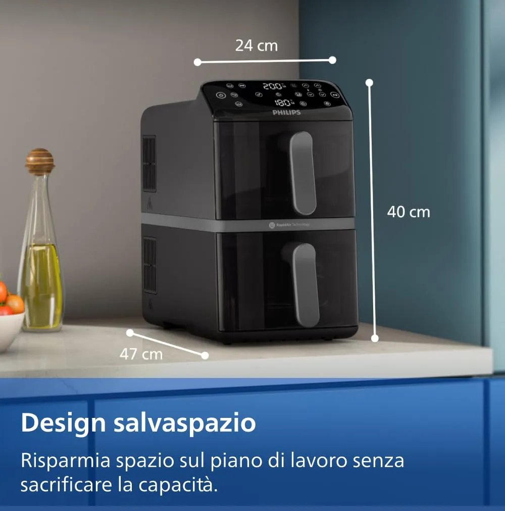 Philips Airfryer 4000 Verticale 10L (5+5L) NA460/00 - immagine 4