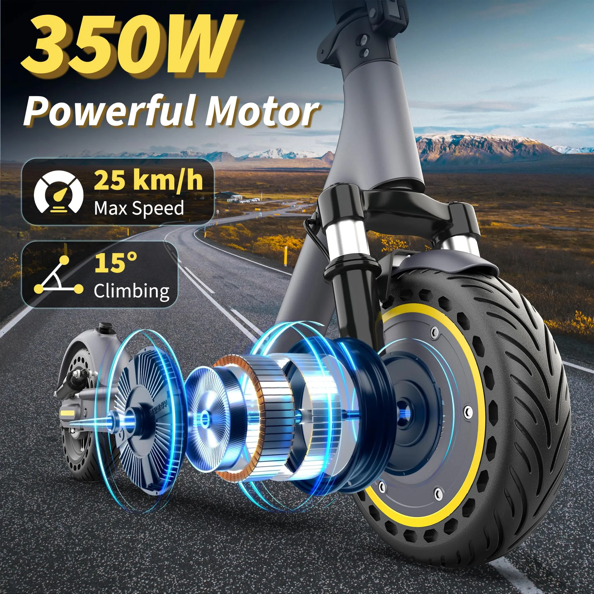 Riceel Monopattino Elettrico Adulto 350W, Doppia Sospensione, Autonomia 30-35 km - immagine 3