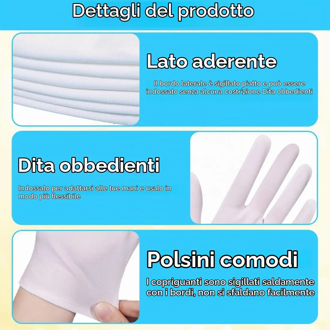 ZENQARI Guanti in Cotone Bianco per Uomini e Donne, 12 Paia, 100% Cotone, per Mani Secche e Ispezione Gioielli - immagine 3