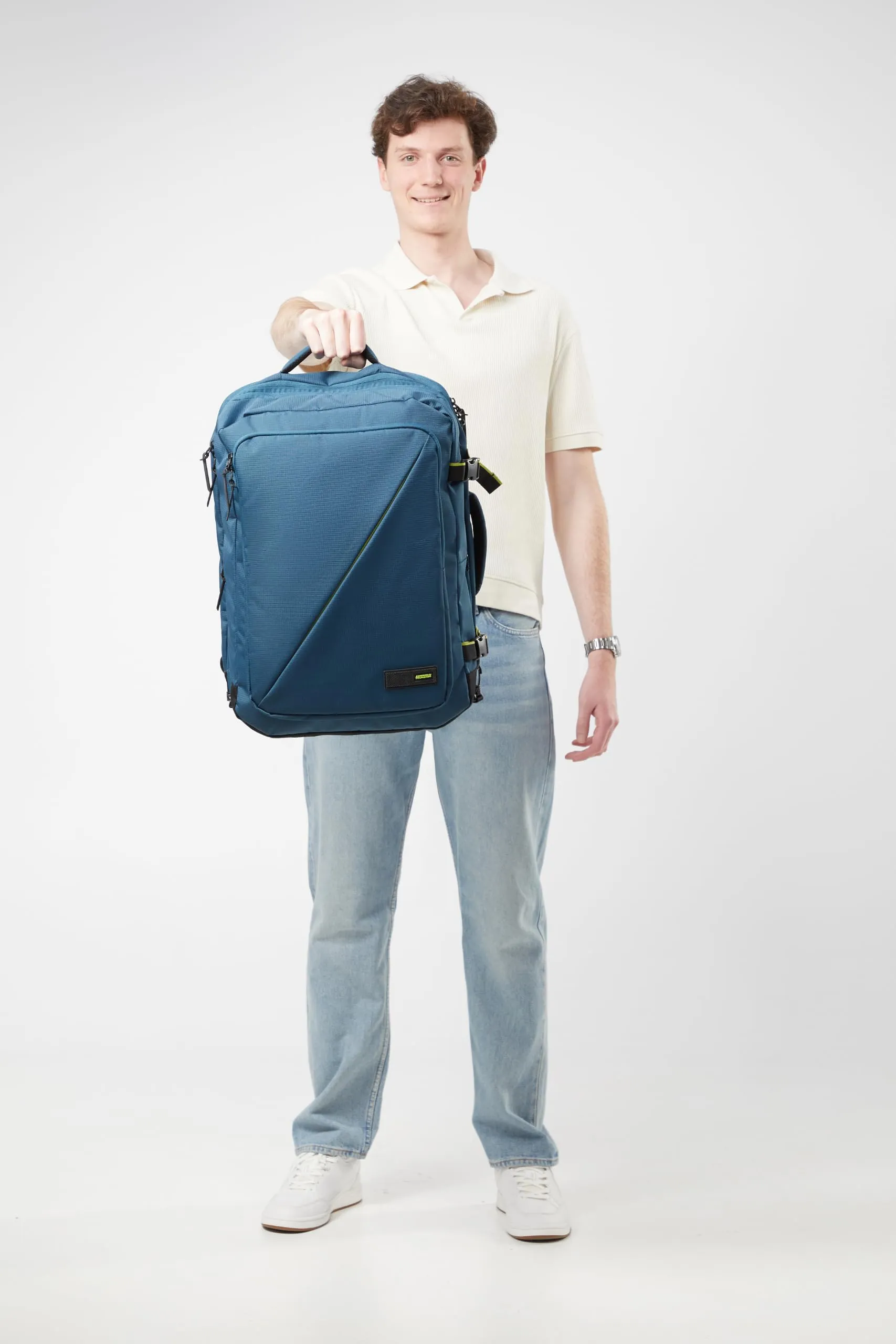 American Tourister Take2Cabin Zaino da viaggio espandibile 17,3 pollici, 55 cm, 42,5/48,5 L, Harbor Blue - immagine 11