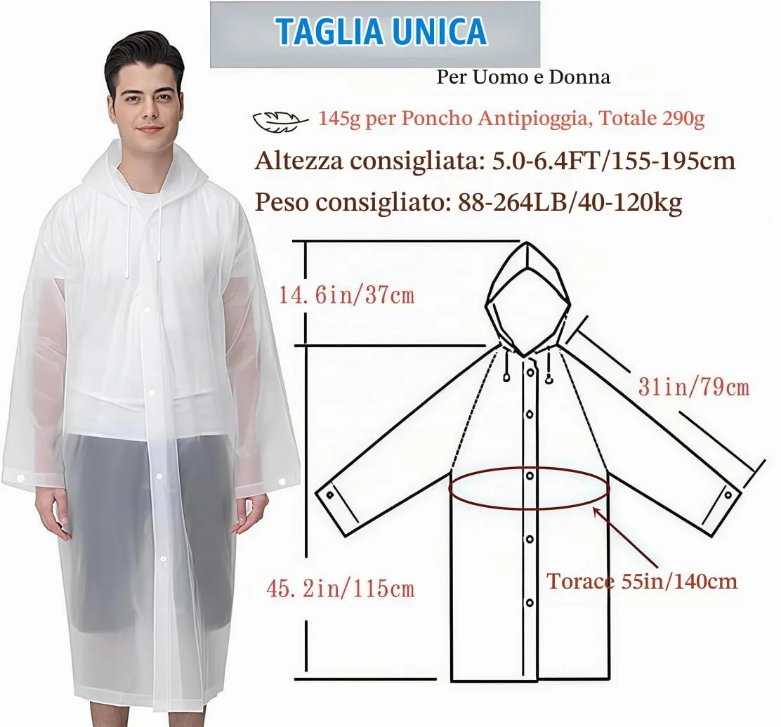 GUKOY Poncho Impermeabile in EVA per Uomini e Donne, Set da 2 Pezzi - immagine 2