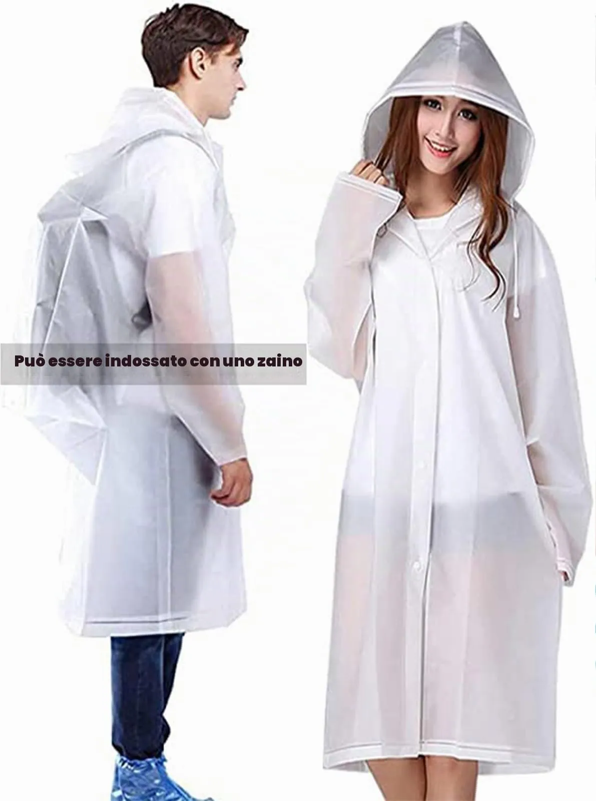 GUKOY Poncho Impermeabile in EVA per Uomini e Donne, Set da 2 Pezzi - immagine 5