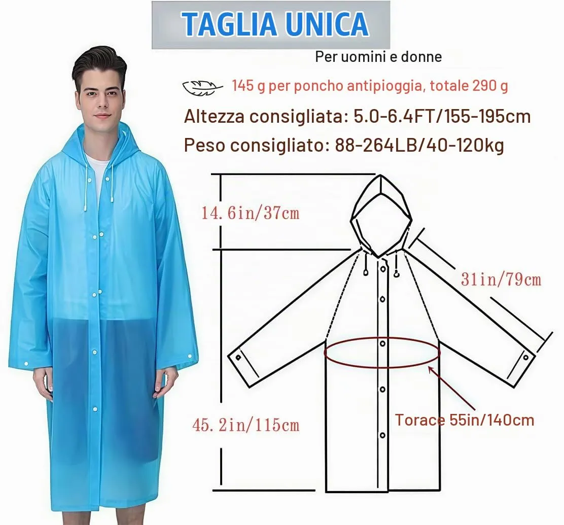 GUKOY Poncho Impermeabile in EVA per Uomini e Donne, 2 Pezzi - immagine 2