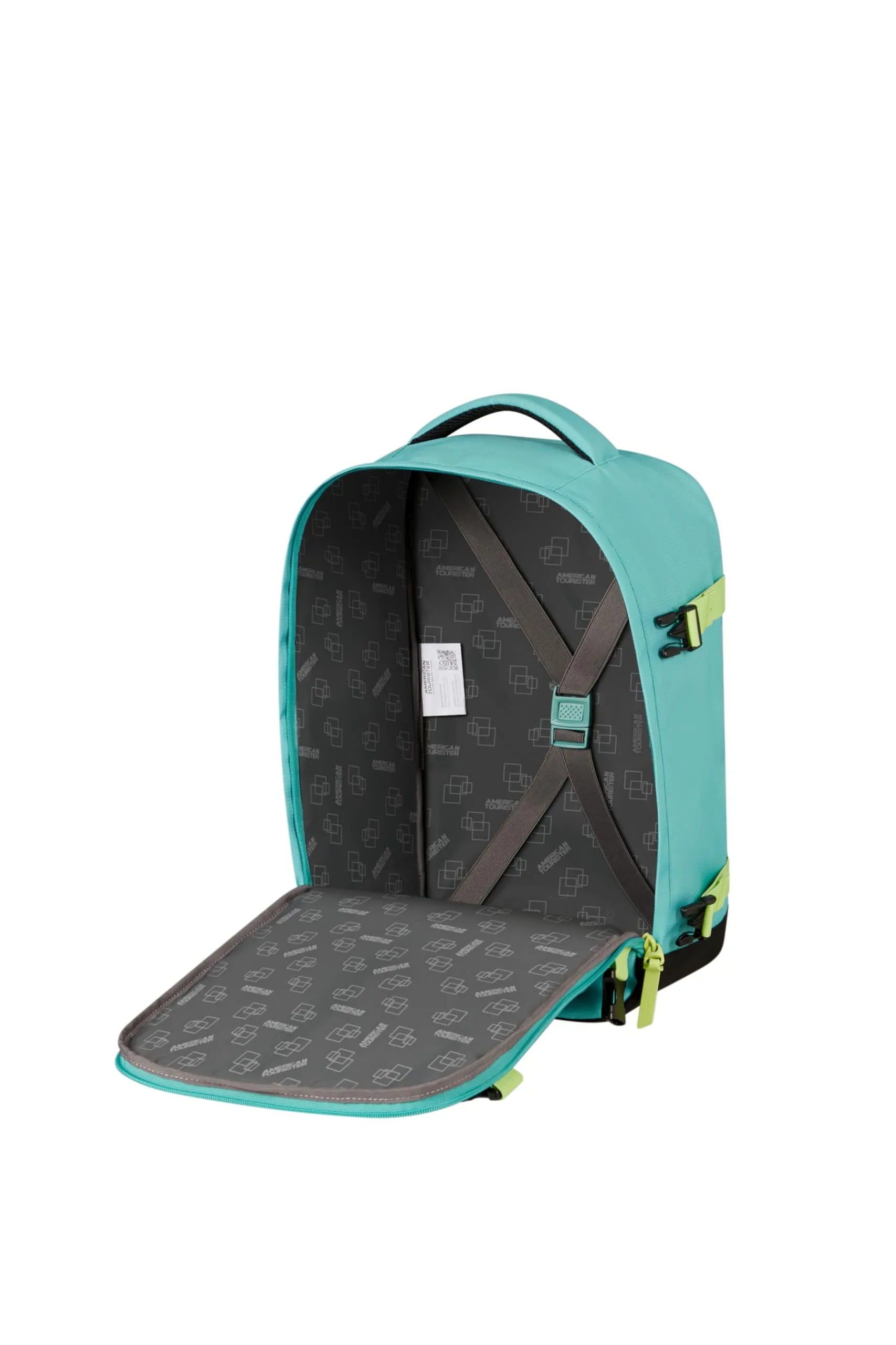 American Tourister Take2Cabin Zaino da cabina Ryanair 25 x 20 x 40 cm, 24 L, Dusty Turquoise/Lime - immagine 5
