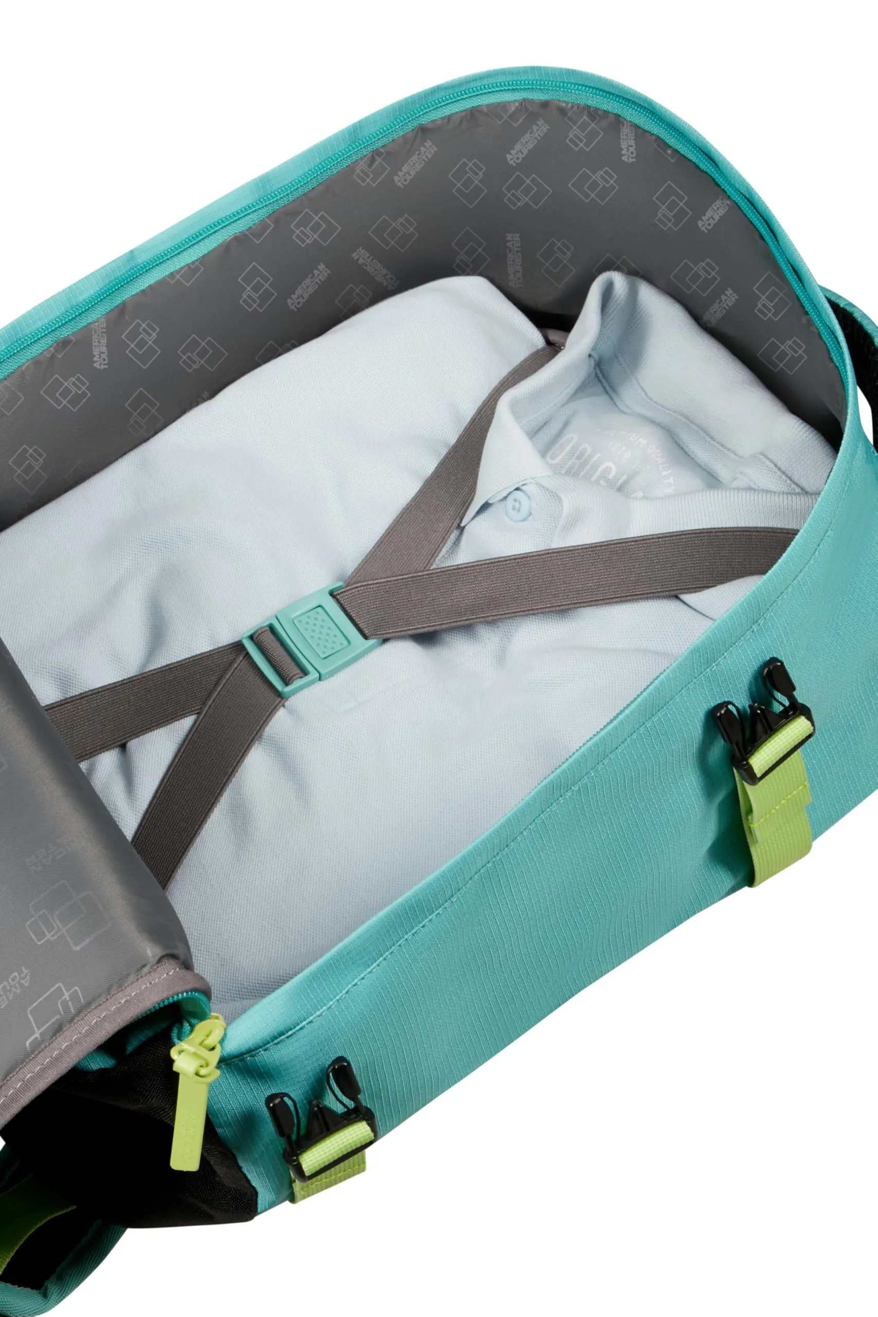 American Tourister Take2Cabin Zaino da cabina Ryanair 25 x 20 x 40 cm, 24 L, Dusty Turquoise/Lime - immagine 6