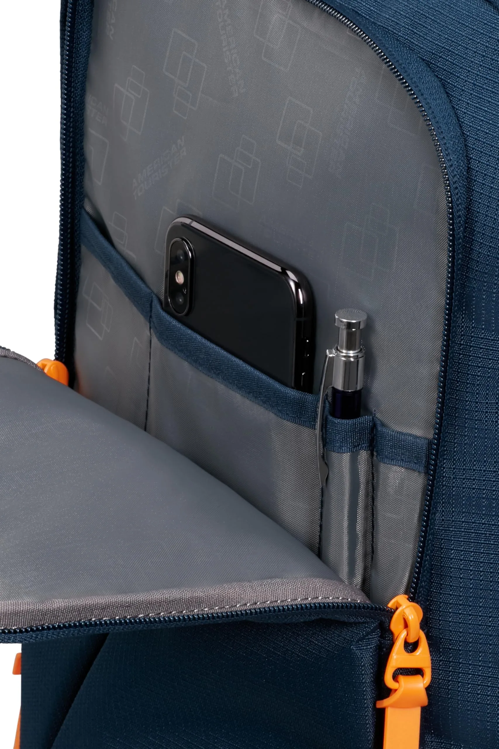 American Tourister Take2Cabin Zaino Bagaglio a Mano Ryanair 40 x 25 x 20 cm 24L Dark Navy/Radiant Orange - immagine 7