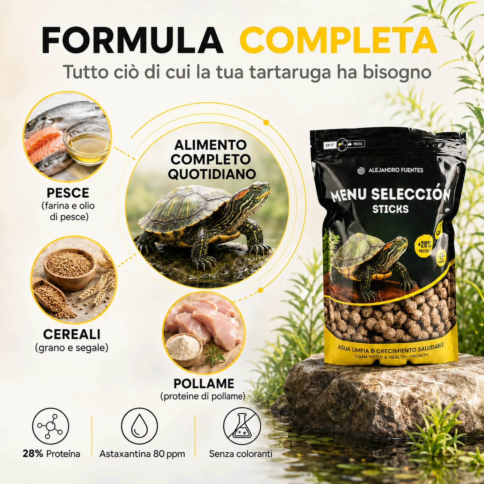 Alejandro Fuentes Mangime Tartarughe Acqua Adulte, 5L Pellet Galleggianti 5mm - immagine 2