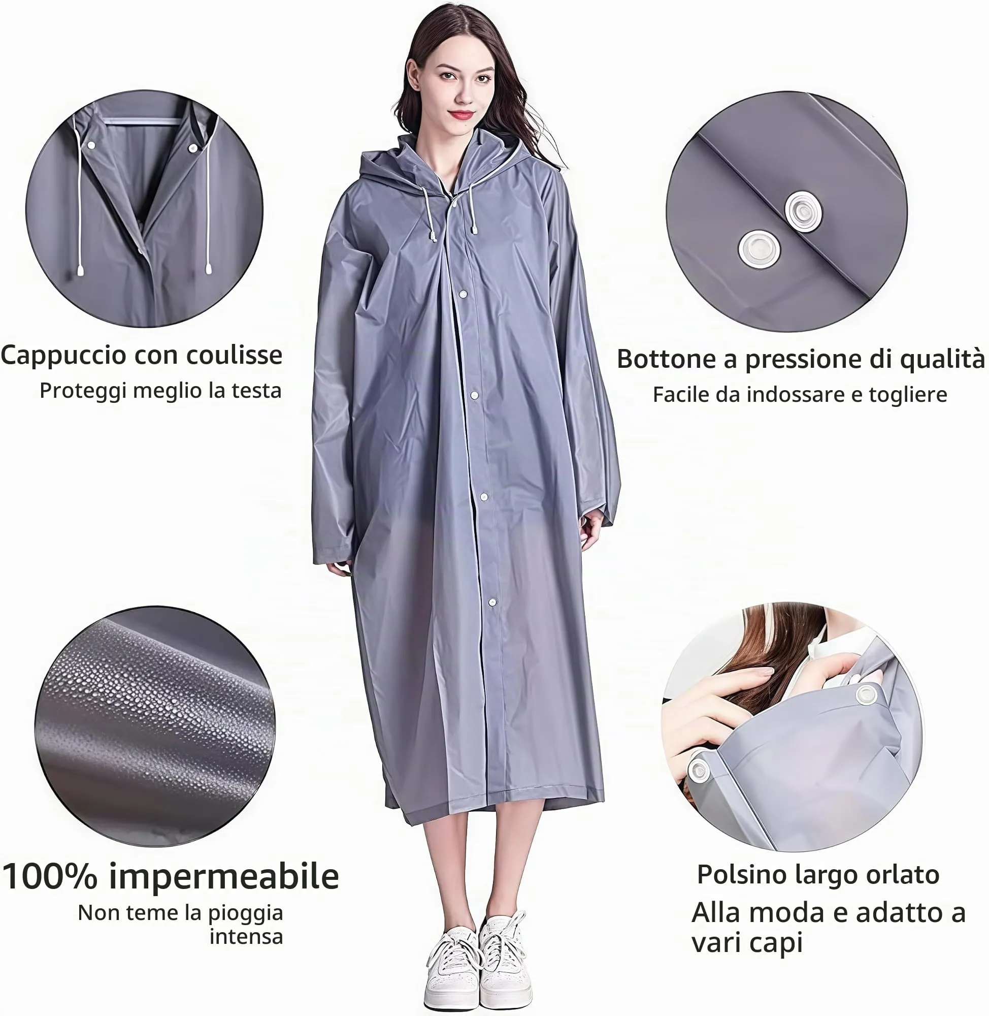 GUKOY Poncho Pioggia Impermeabile in EVA per Uomini e Donne, 2 Pezzi - immagine 3
