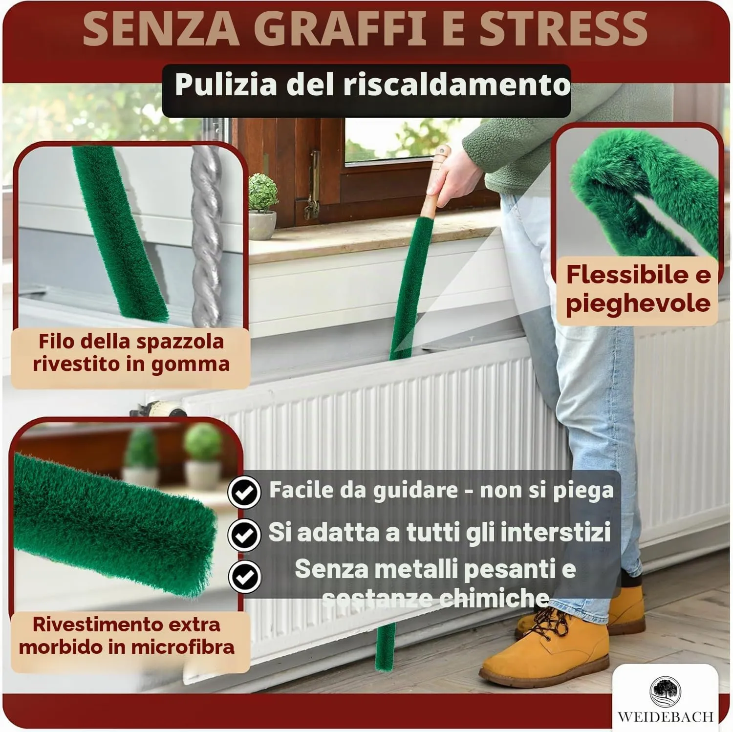 Weidebach Spazzola per termosifone V.3.0, 90 cm - immagine 2