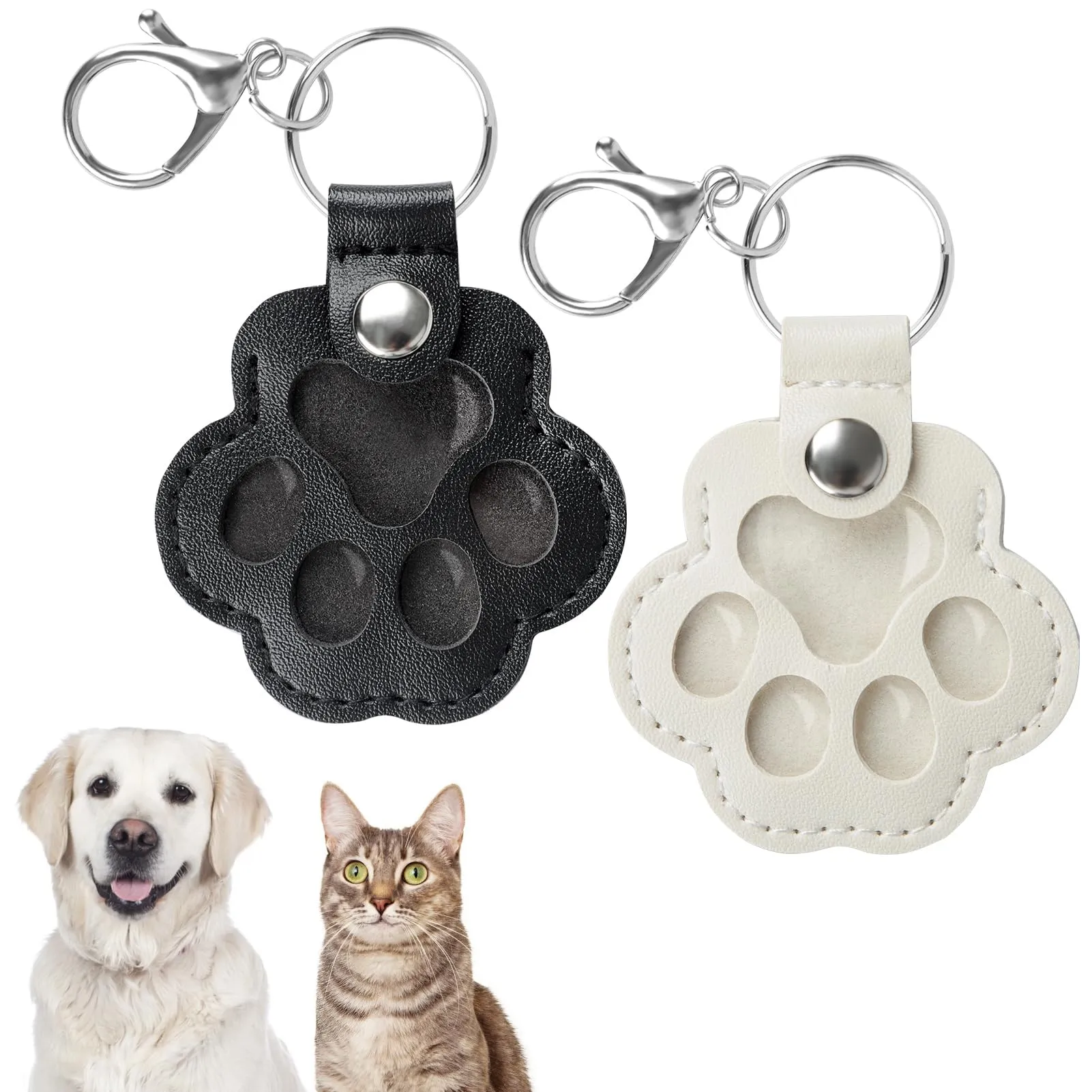 Kiiwah Portachiavi a Forma di Zampa per Raccogliere Peli di Animali, 2 Pezzi (Nero+Bianco) - immagine 1