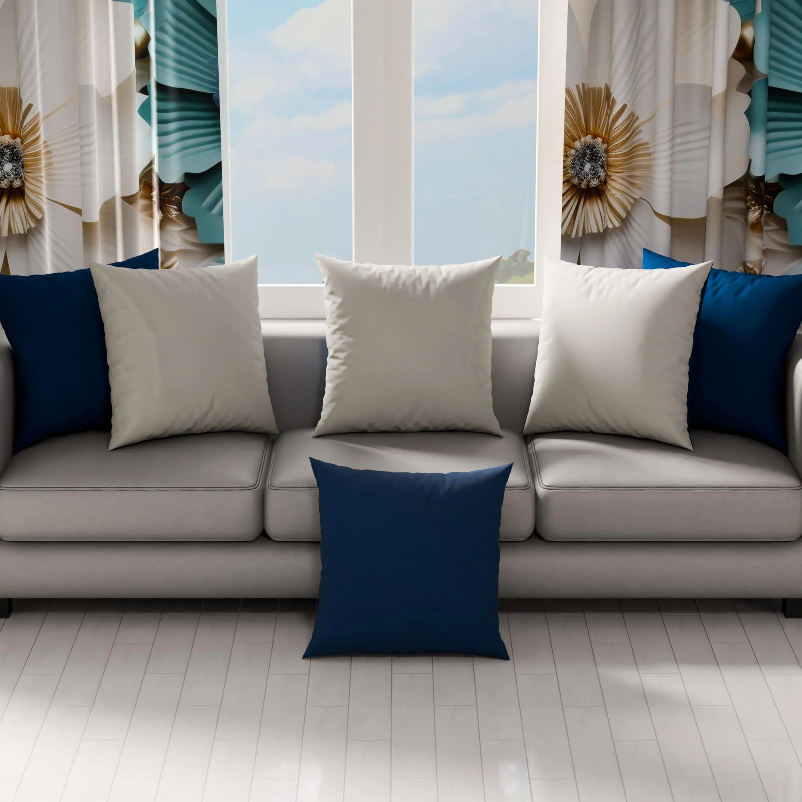PETTI Artigiani Italiani Coppia di Federe Cuscino 80x80 cm in Microfibra Double Face Grigio e Blu, Set 2 - immagine 3