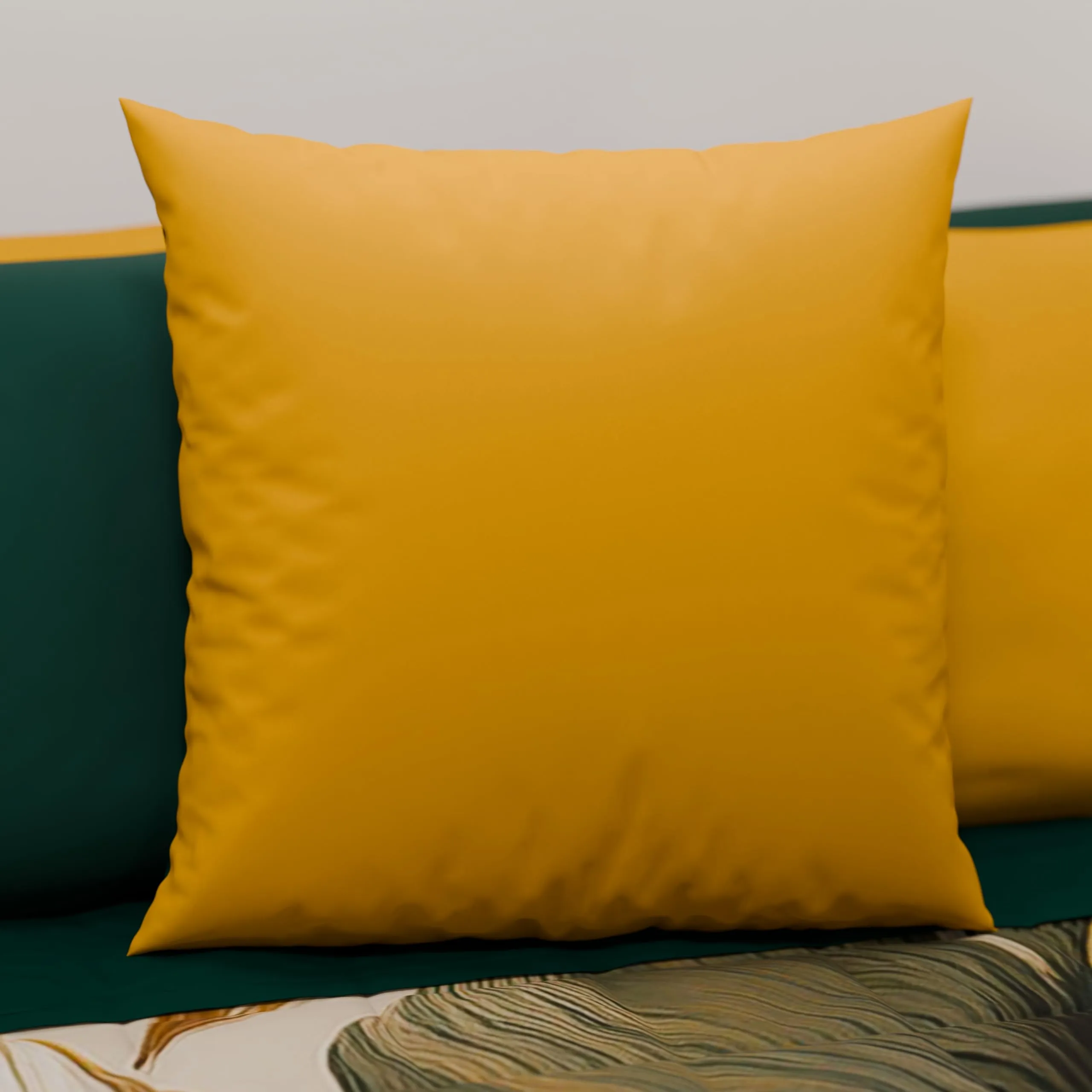 PETTI Artigiani Italiani Coppia di Federe Cuscino 60x60 cm in Microfibra Double Face Verde Smeraldo Giallo Ocra, Set di 2 - immagine 2