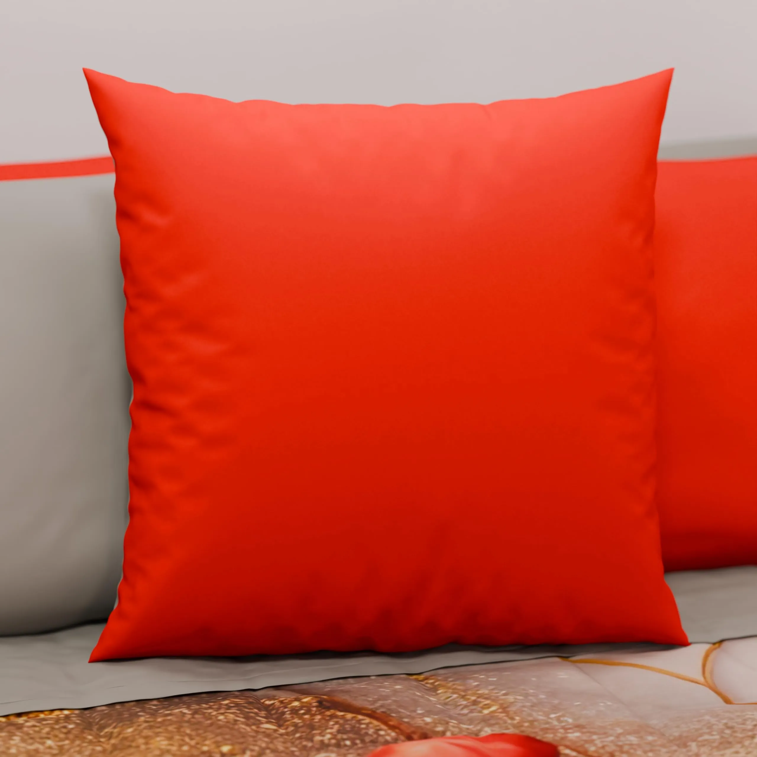 PETTI Artigiani Italiani Federe Cuscino 50x50 cm in Microfibra, Set di 2, Double Face Rosso e Grigio - immagine 2
