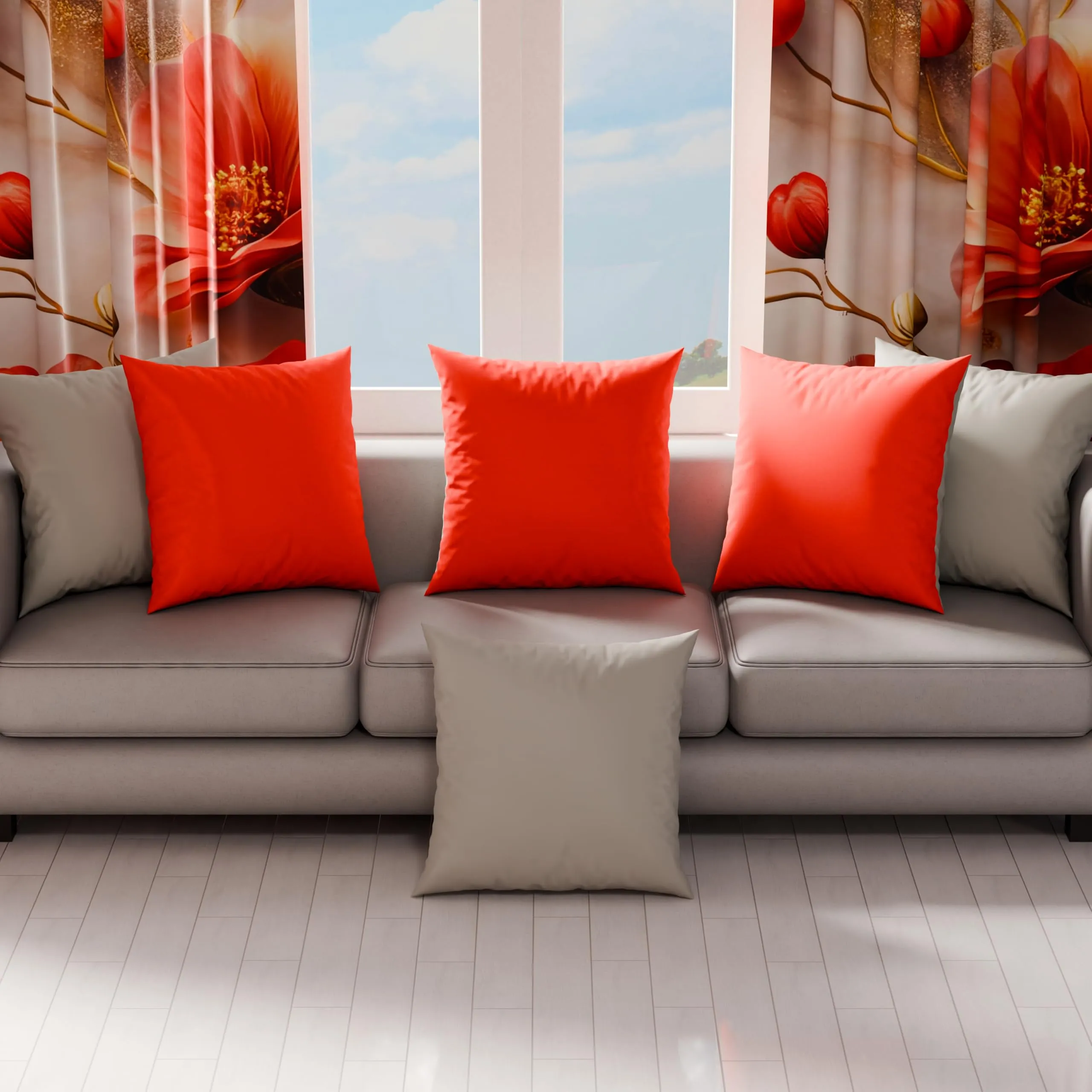 PETTI Artigiani Italiani Federe Cuscino 50x50 cm in Microfibra, Set di 2, Double Face Rosso e Grigio - immagine 3
